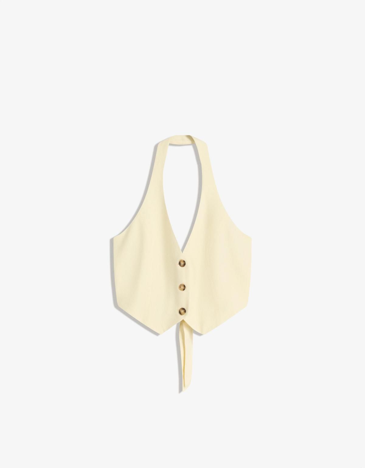 버쉬카 아이보리 린넨 홀터넥 베스트 8600/692 BEIGE - 메인 이미지
