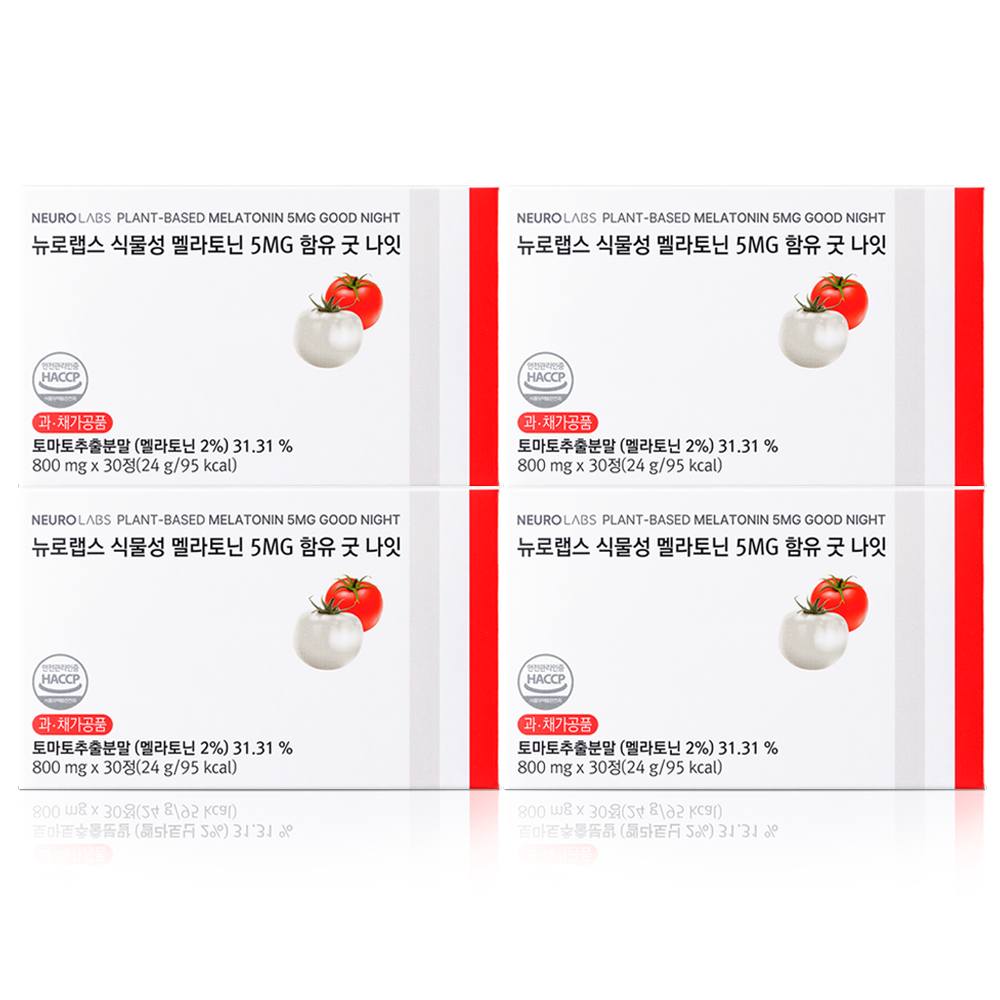 뉴로랩스 식물성 멜라토닌 5MG 함유 굿 나잇 30정, 4개 - 상품 이미지