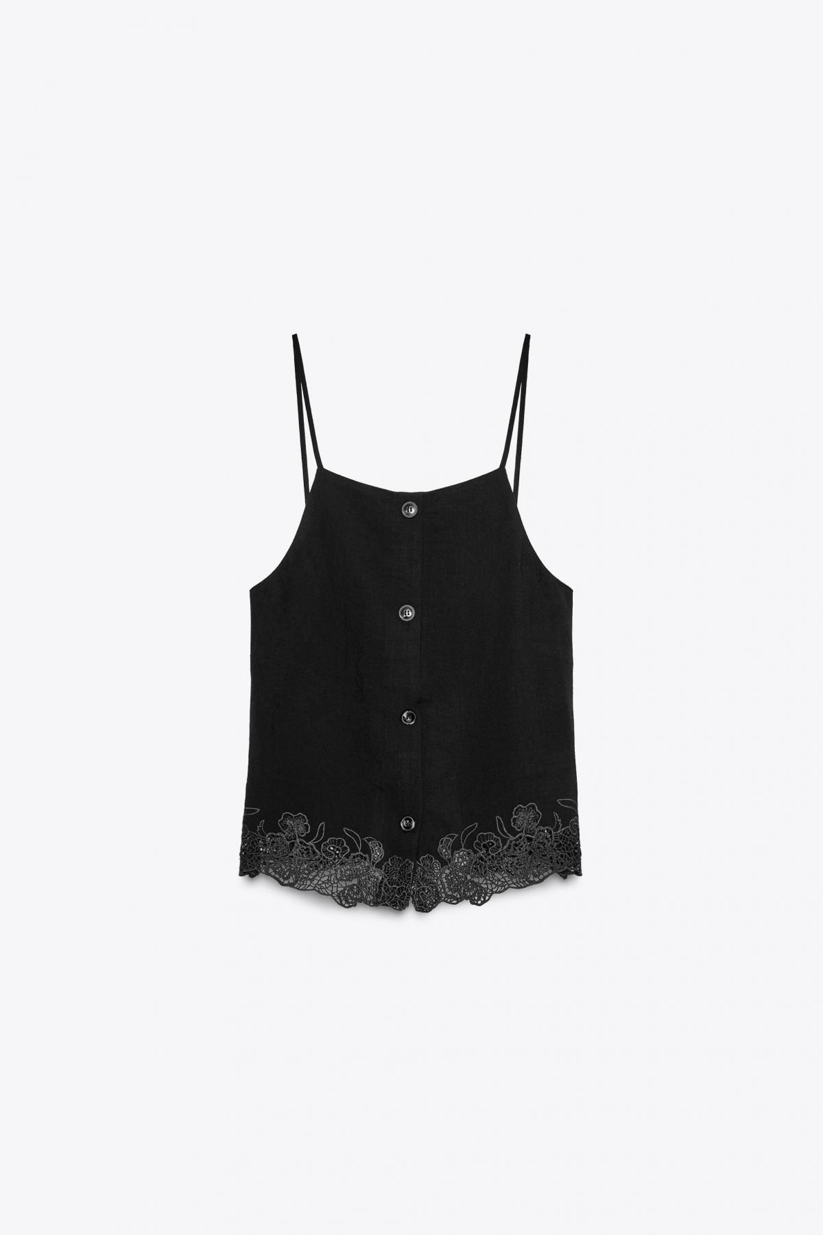 자라 오픈백 레이스 자수 슬리브리스 탑 8741/044 BLACK - 메인 이미지