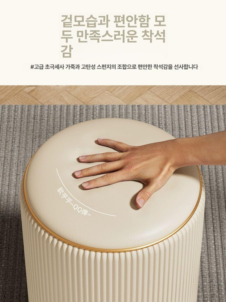 화장대의자 수납 메이크업 양털 스툴의자 가정용 밀크화이트 초극세사 고탄성 스폰지 - 상세 이미지 2