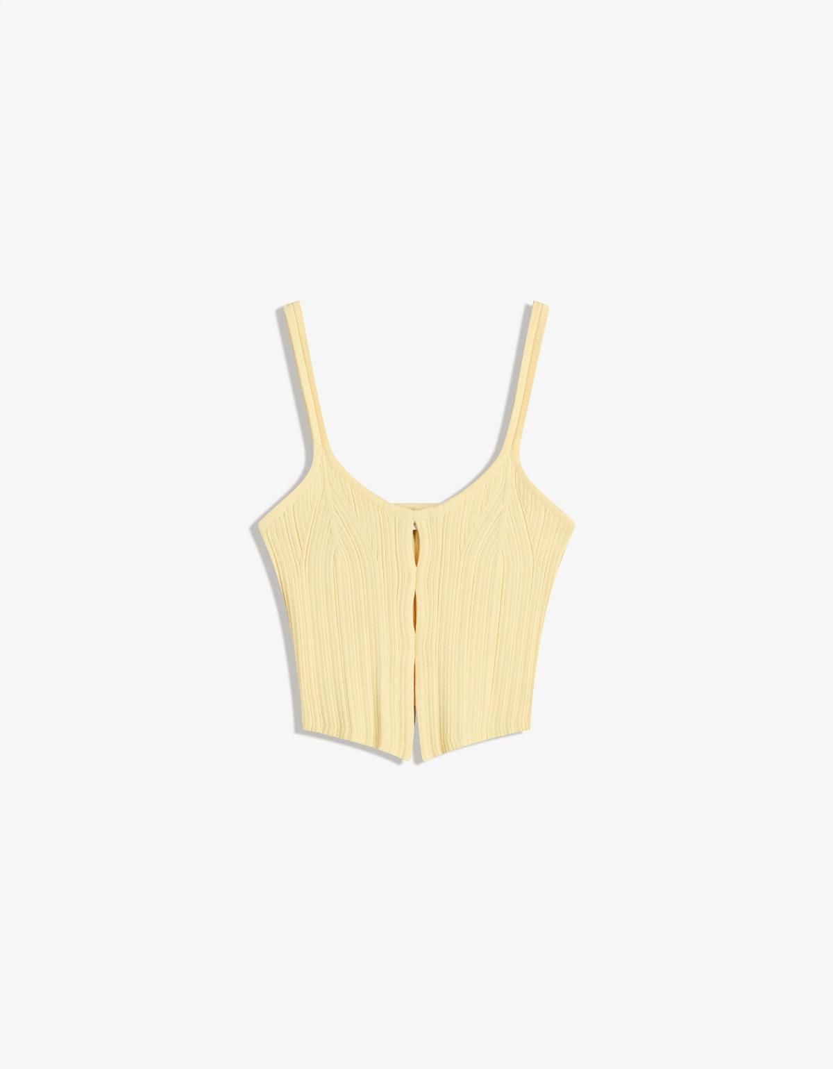 버쉬카 라이트옐로우 스트랩 컷아웃 민소매 탑 8743/645 YELLOW - 메인 이미지