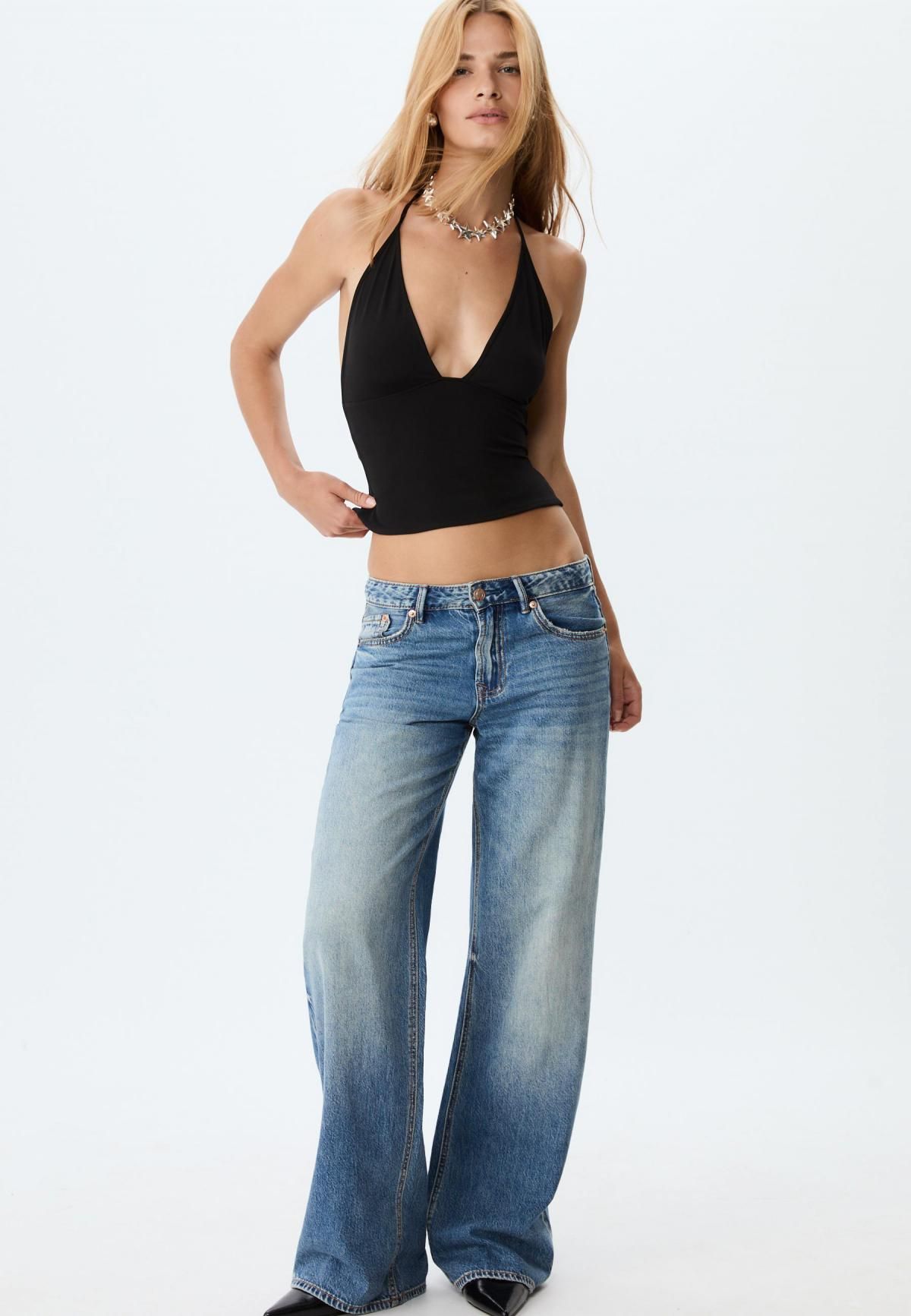 스트라디바리우스 트렌디 로우라이즈 와이드핏 데님 청바지 1441/620 MEDIUM DENIM WASH - 상세 이미지 4