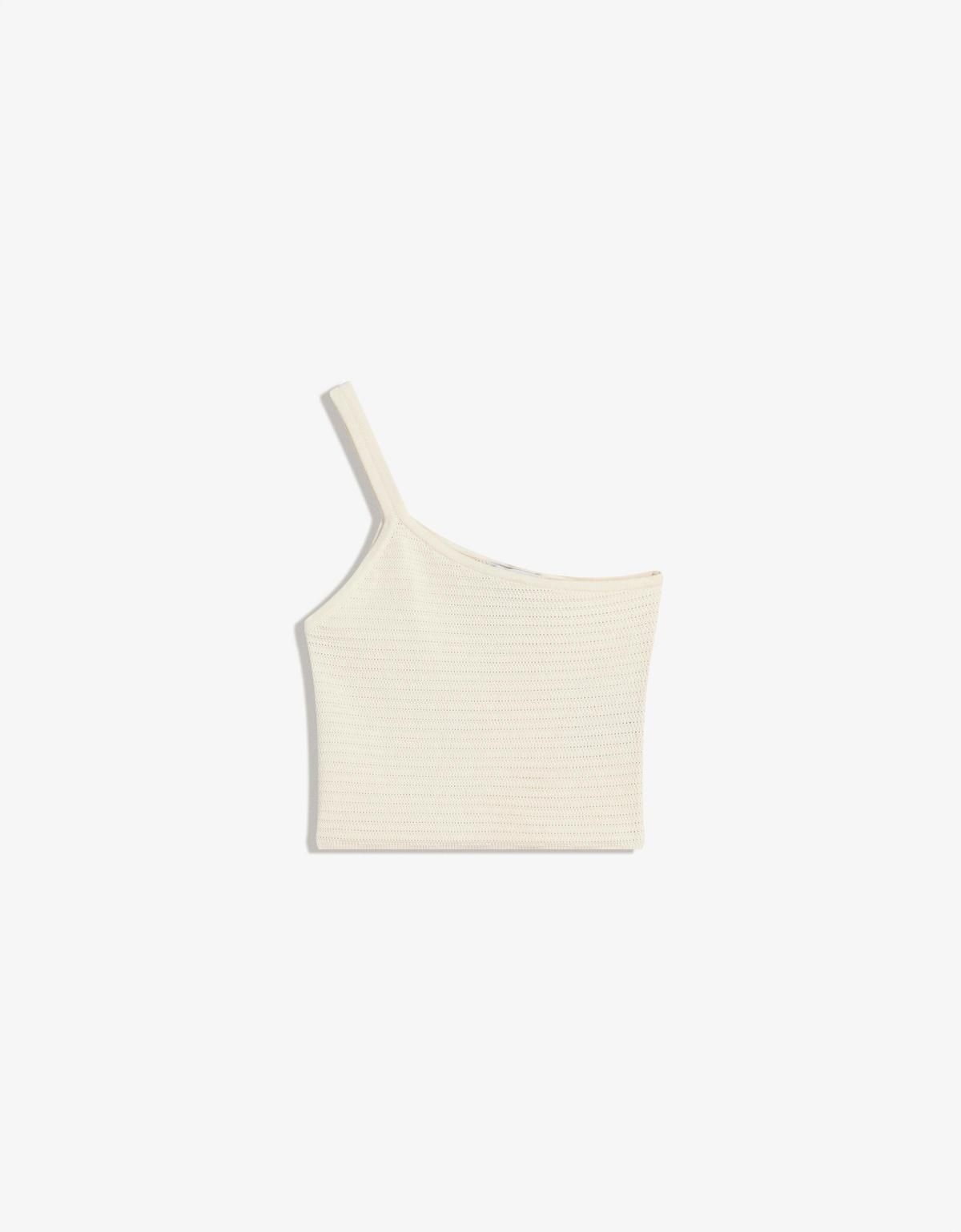 버쉬카 어센트릭 텍스처 민소매 탑 8890/663 WHITE - 상품 이미지