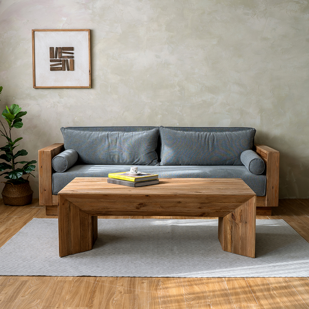 코리 고재 원목 패브릭 소파 3인용