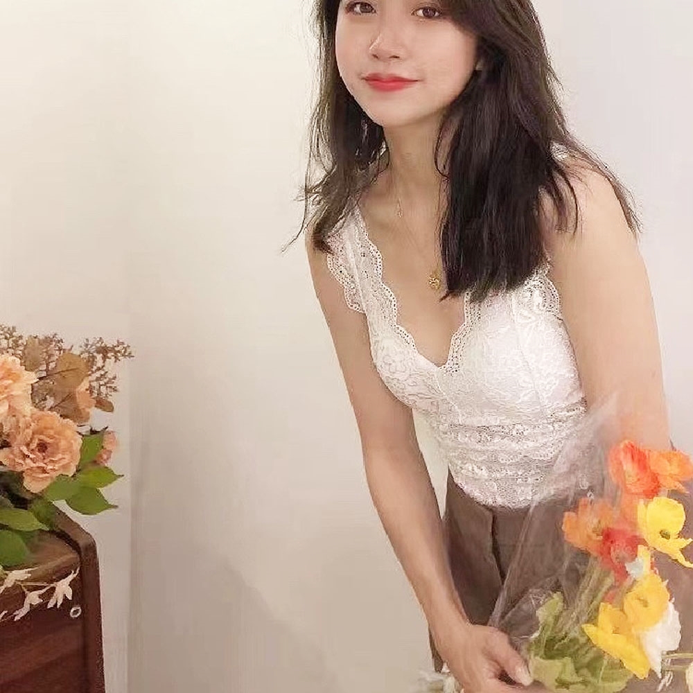 캡내장 V넥 시스루 나시 레이스 브이넥 이너나시 - 상세 이미지 2