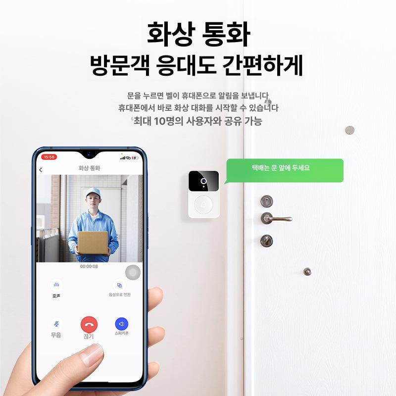 야간 나이트 비전으로 촬영된 현관 이미지