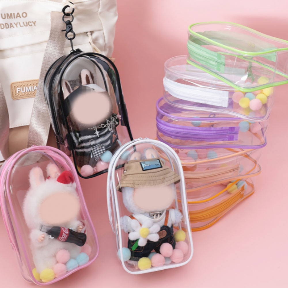 인형 pvc 투명 파우치 라부부 케이 키링 열쇠고리 케이스 가방 - 상품 이미지