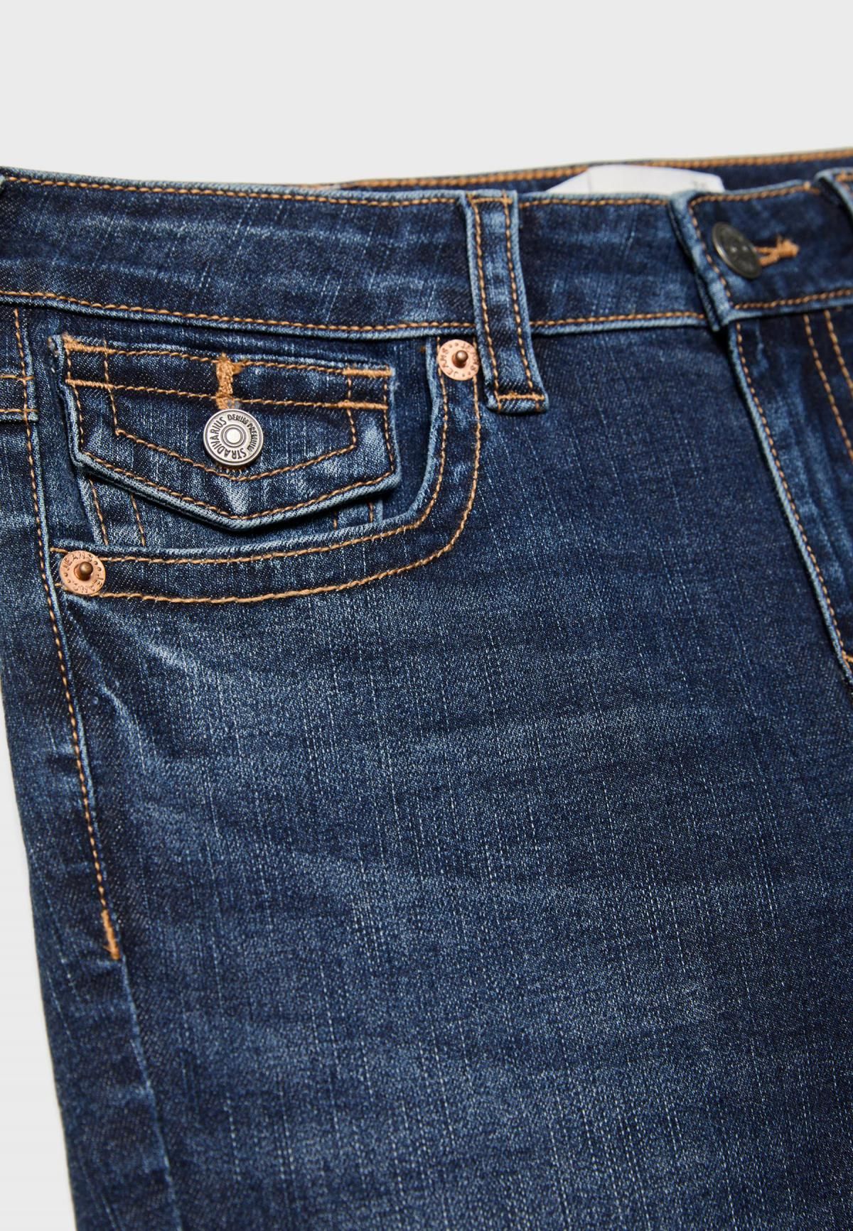 스트라디바리우스 Y2K 데님 로우라이즈 부츠컷 청바지 4874/808 MEDIUM BLUE DENIM - 상세 이미지 4