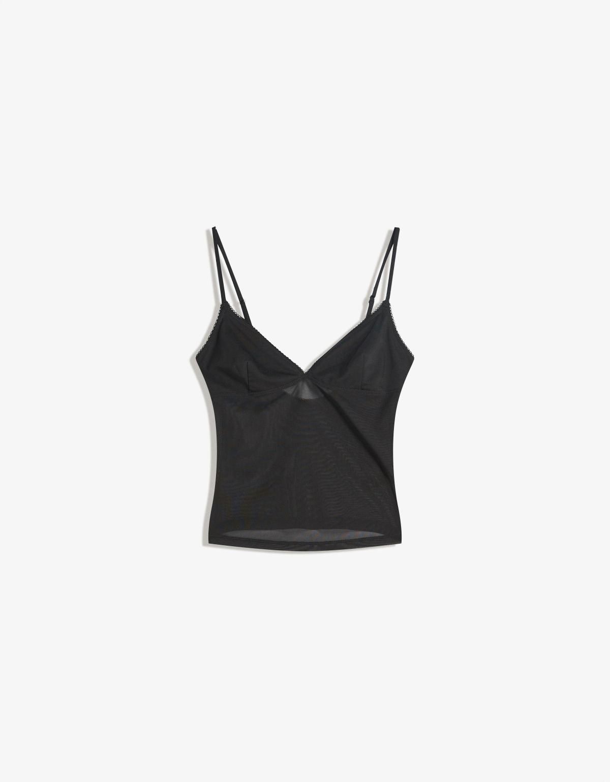 버쉬카 시스루 메쉬 스트래피 탑 8679/727 BLACK - 메인 이미지