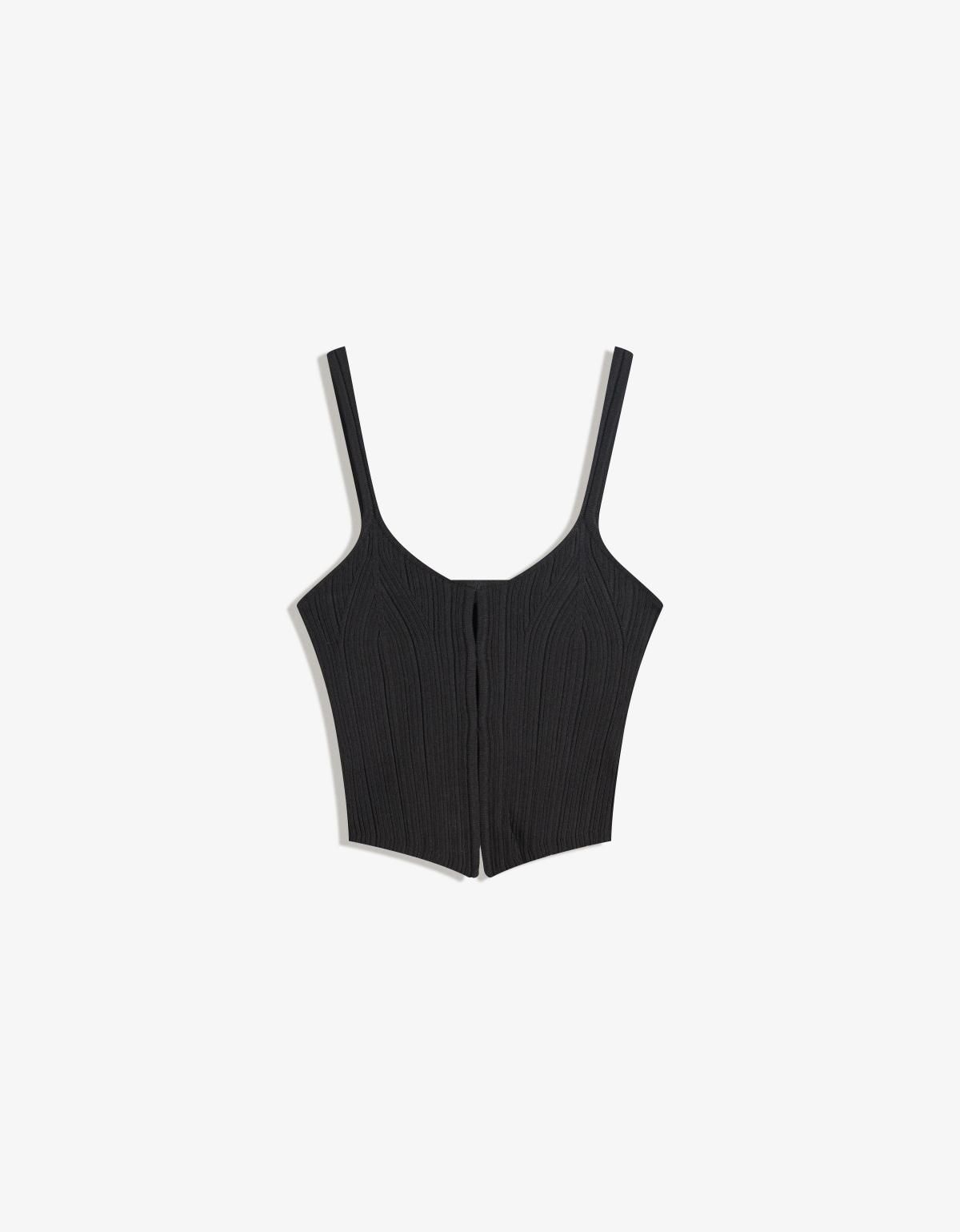 버쉬카 슬림핏 컷아웃 스트랩 민소매 탑 8743/645 BLACK - 상세 이미지 2