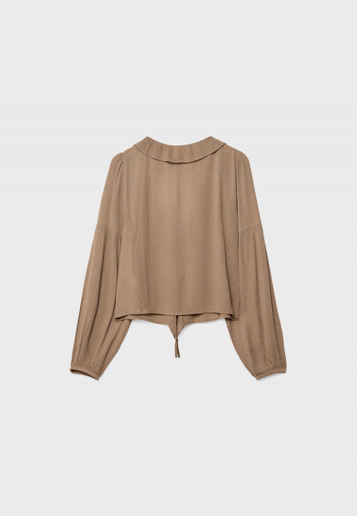 스트라디바리우스 러플 브이넥 드레이프 블라우스 6051/438 BEIGE - 상세 이미지 3