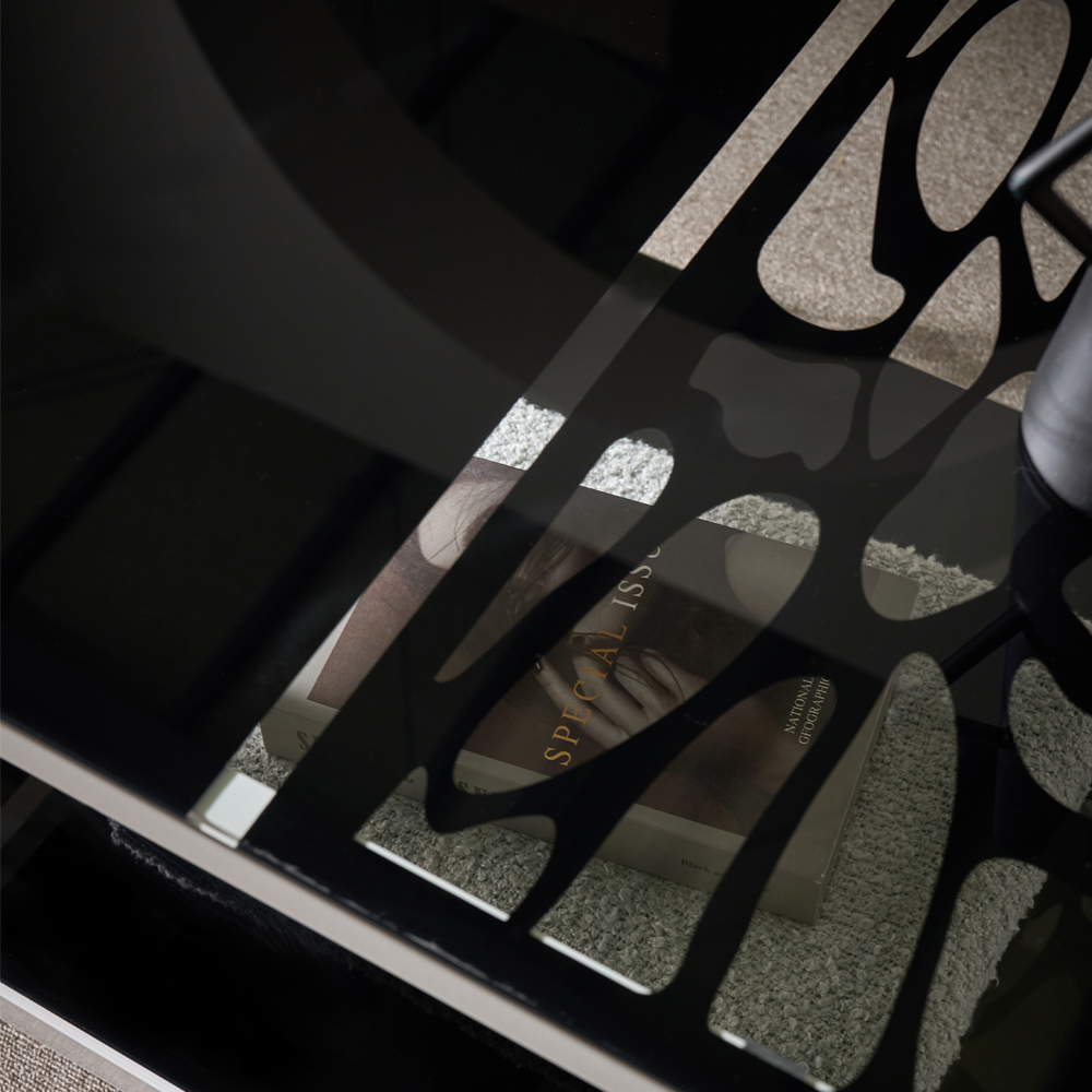 세피아 2단 강화유리 1200 거실테이블 블랙