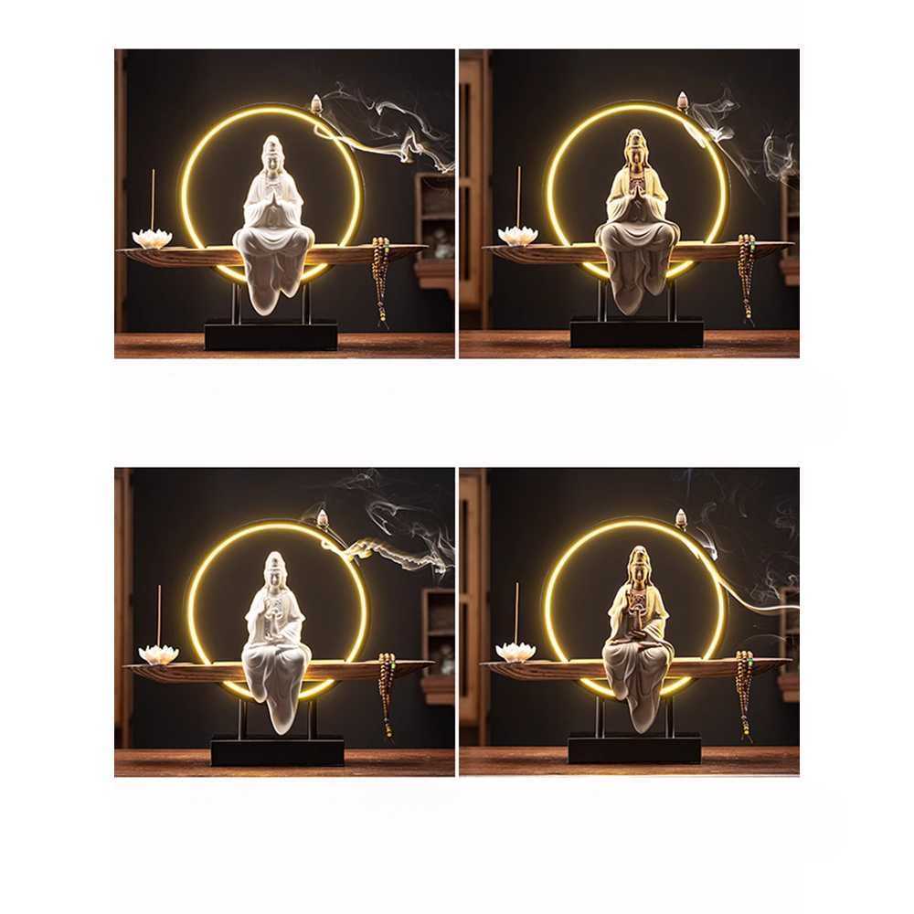 불교 무드등 석가모니 미니 부처상 LED 조명 인테리어 순수병 관음(색모래)+향링 - 상세 이미지 4