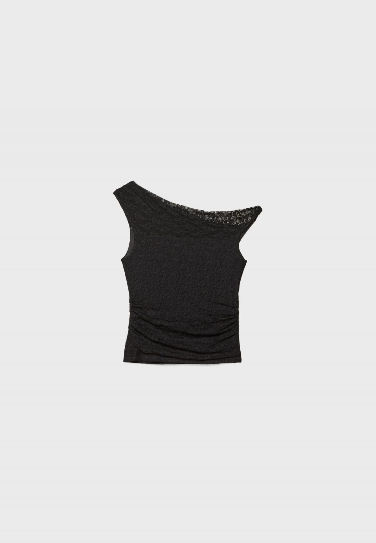스트라디바리우스 레이스 비대칭넥 슬리브리스 탑 2769/864 BLACK - 상세 이미지 3