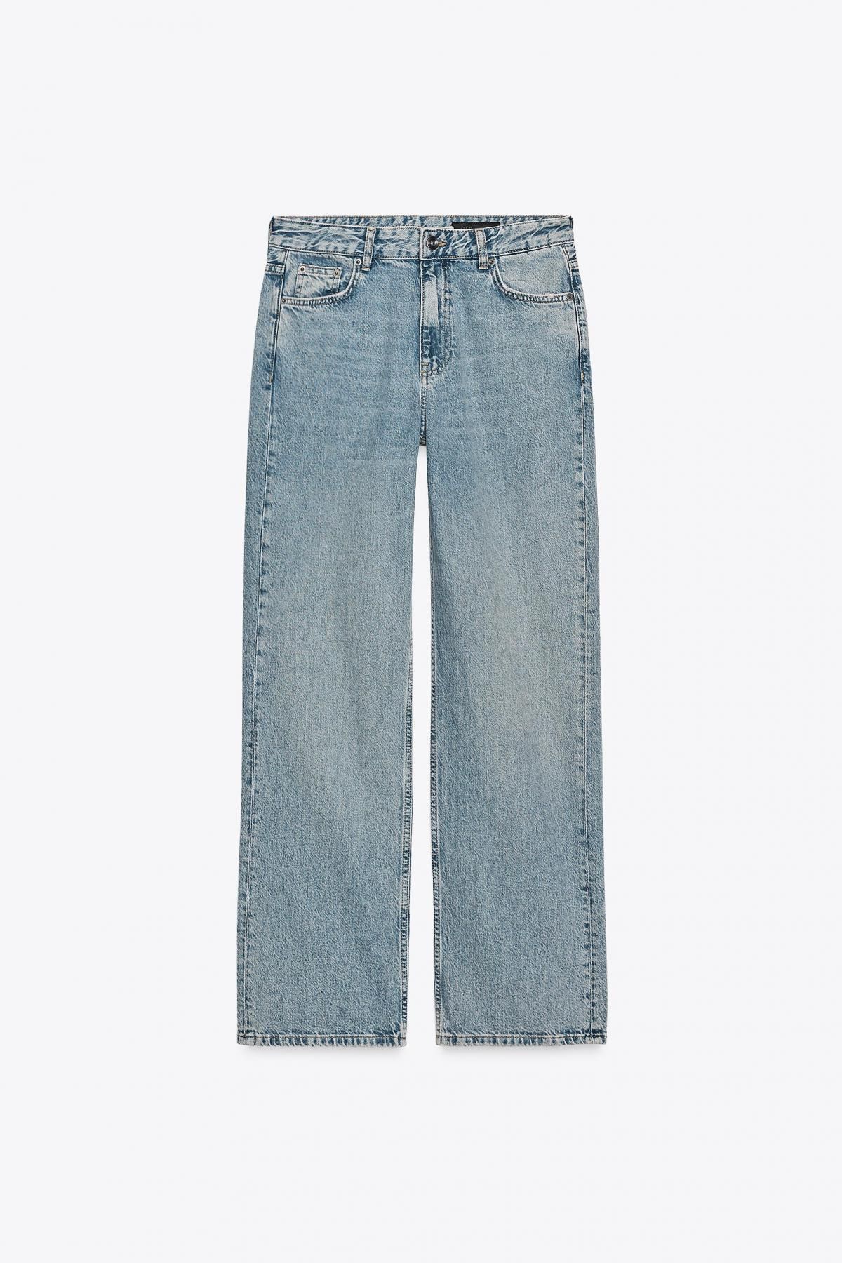 자라 미드웨이스트 릴렉스핏 데님 와이드 청바지 9863/246 LIGHT BLUE - 메인 이미지