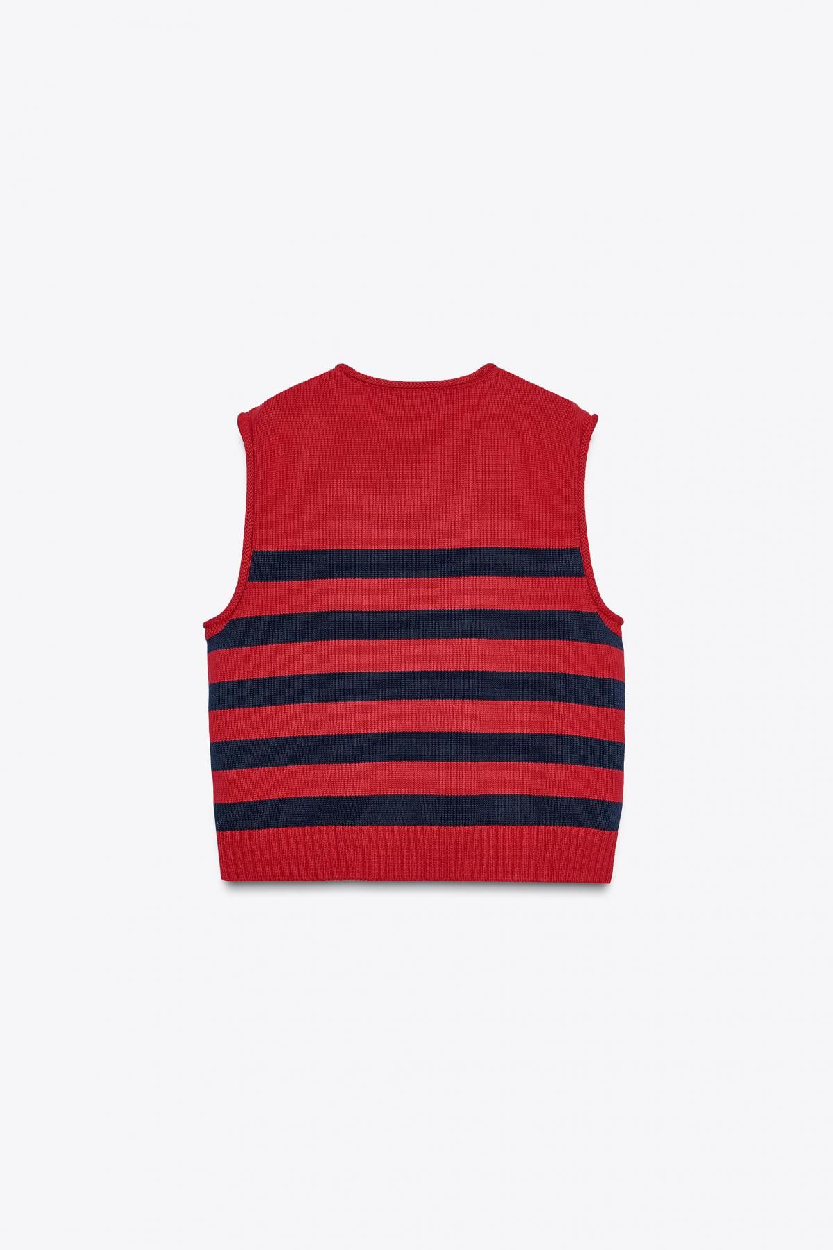 자라 골드버튼 스트라이프 니트 베스트 2893/078 STRIPED - 상세 이미지 5