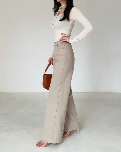 밴딩 와이드 통바지 - 상품 이미지