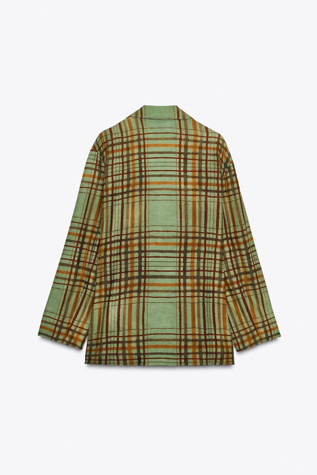 자라 테일러드 체크 플루이드 블레이저 8383/032 GREEN - 상세 이미지 4