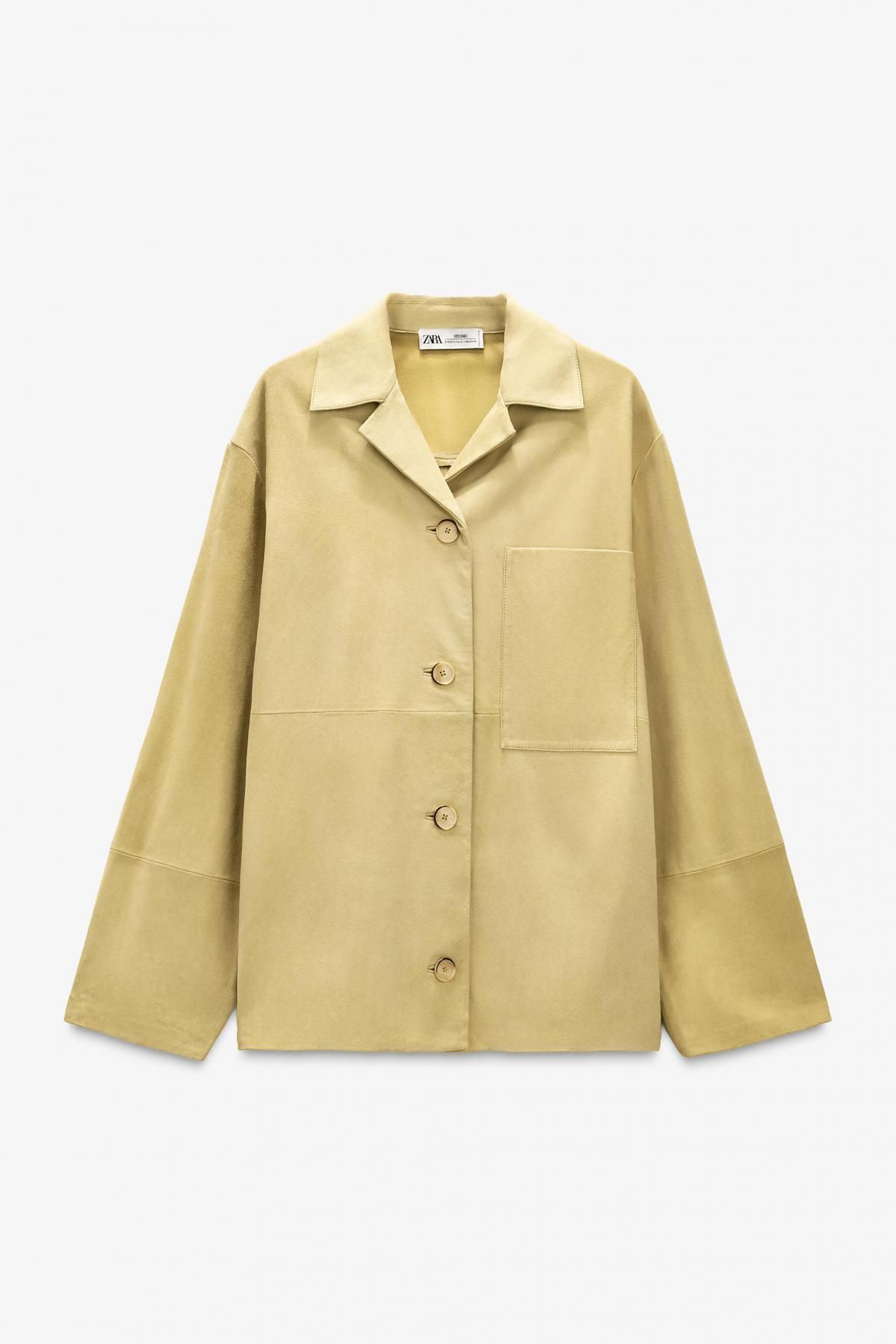 자라 스웨이드 레더 오버핏 포켓 셔츠 2521/900 YELLOW - 메인 이미지