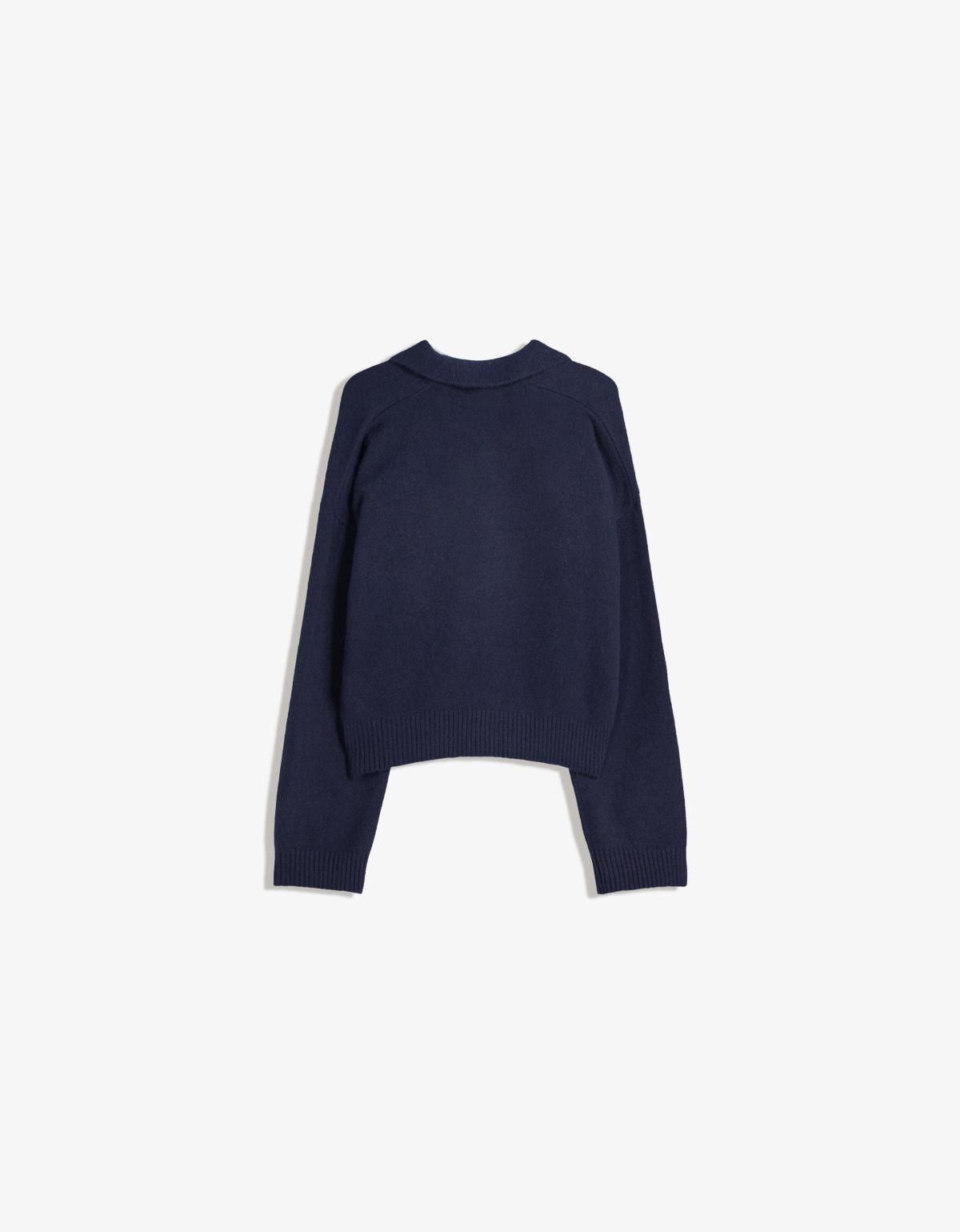 버쉬카 테크니컬 폴로카라 크롭 니트 스웨터 7121/686 BLUE - 상세 이미지 2