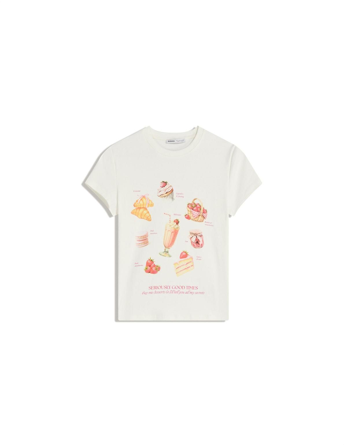 버쉬카 프린트 데일리 반팔 티셔츠 7817/326 CREAM - 상품 이미지