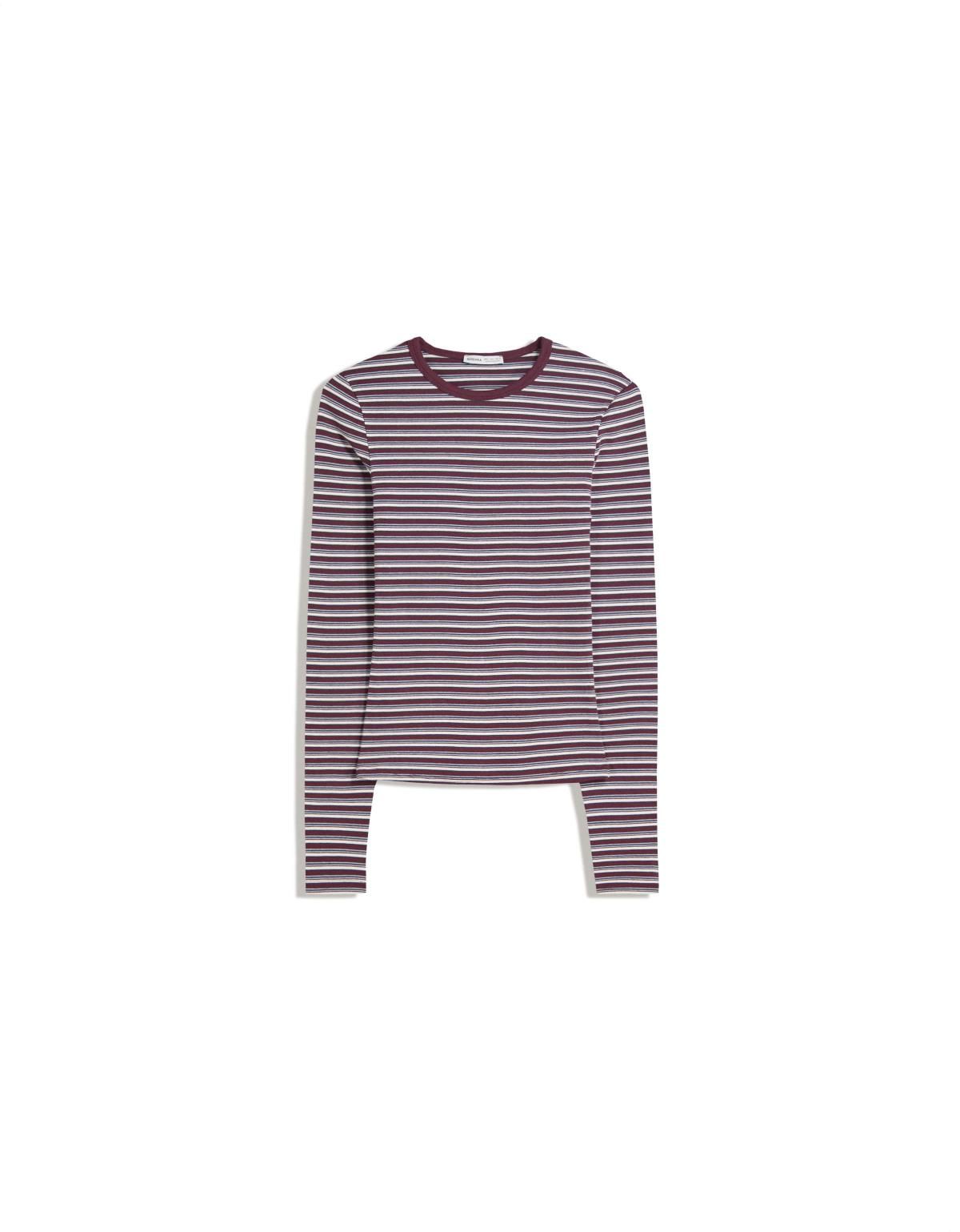 버쉬카 스트라이프 긴팔 티셔츠 7802/152 BURGUNDY - 상품 이미지