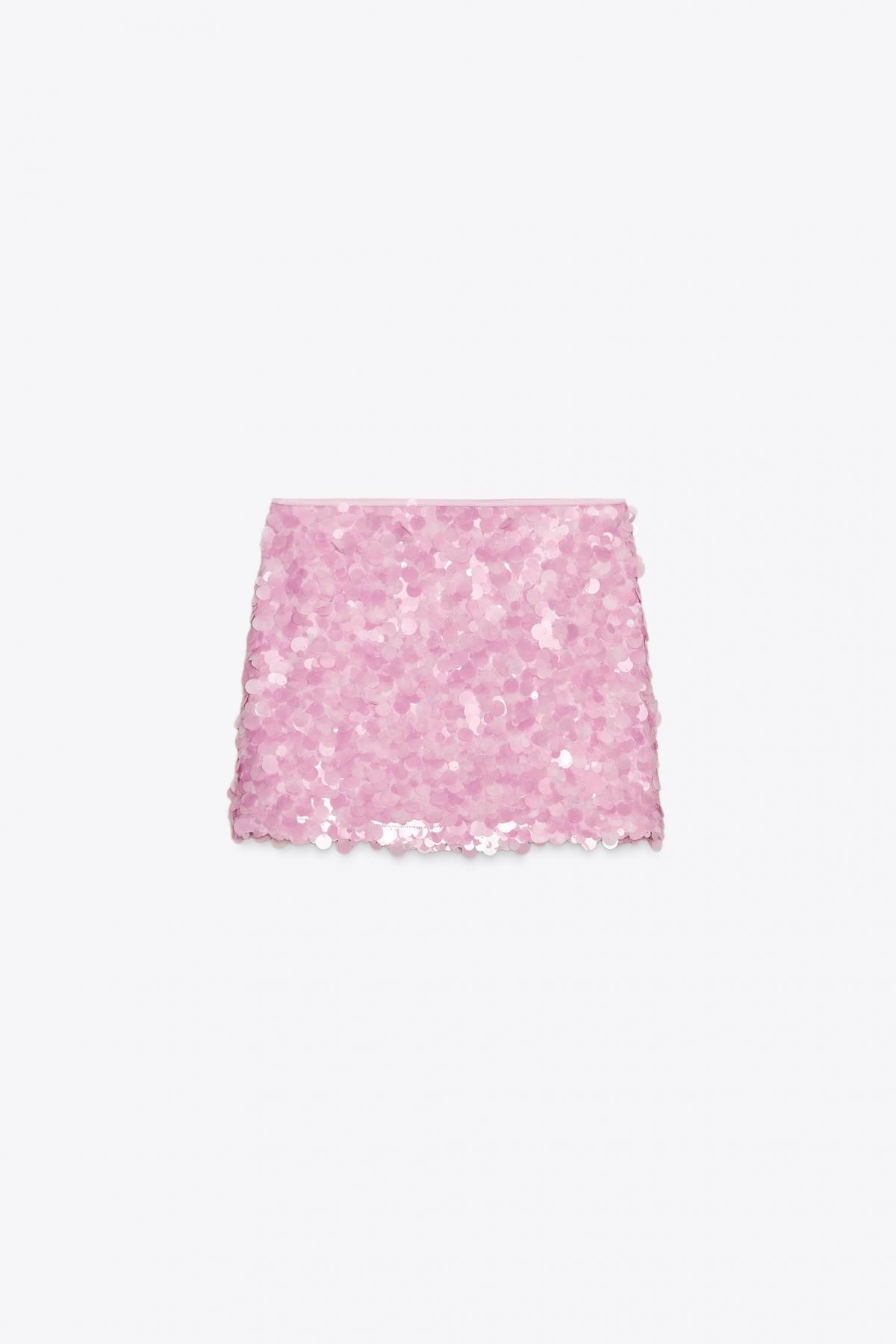 자라 글리터 시퀸 미니 스커트 3920/221 MID-PINK - 메인 이미지