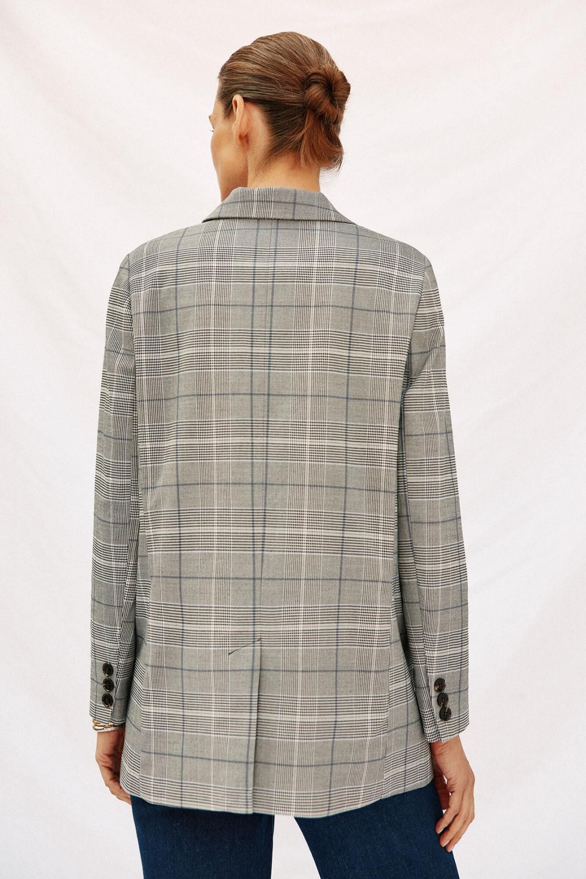 꼬르떼피엘 테일러드 체크 오버핏 블레이저 5322441 ESTAMPADO GRIS - 상세 이미지 2