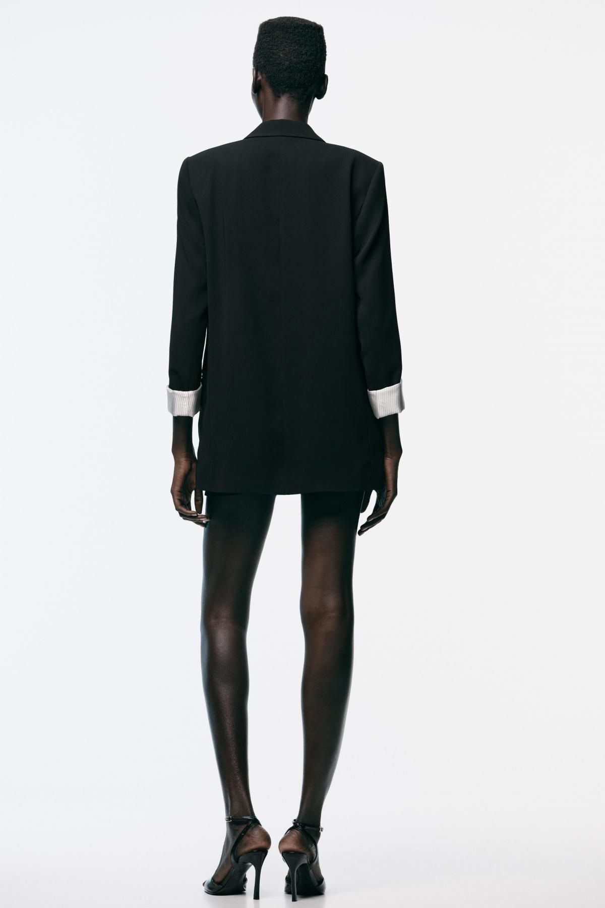 자라 테일러드 프린트 커프스 블랙 블레이저 8195/518 BLACK - 상세 이미지 5