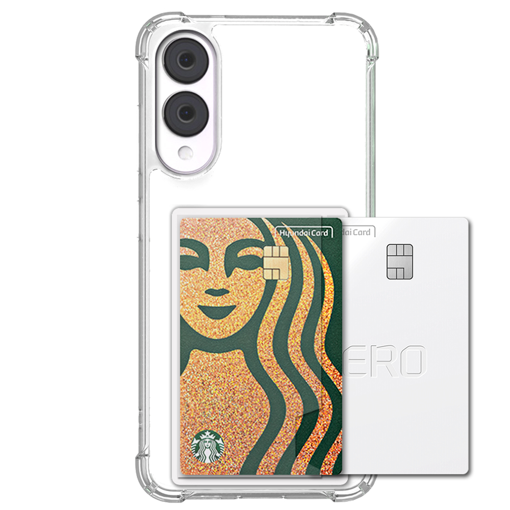 변색방지 카드 2장 수납 범퍼 케이스 투명, 갤럭시S25 엣지