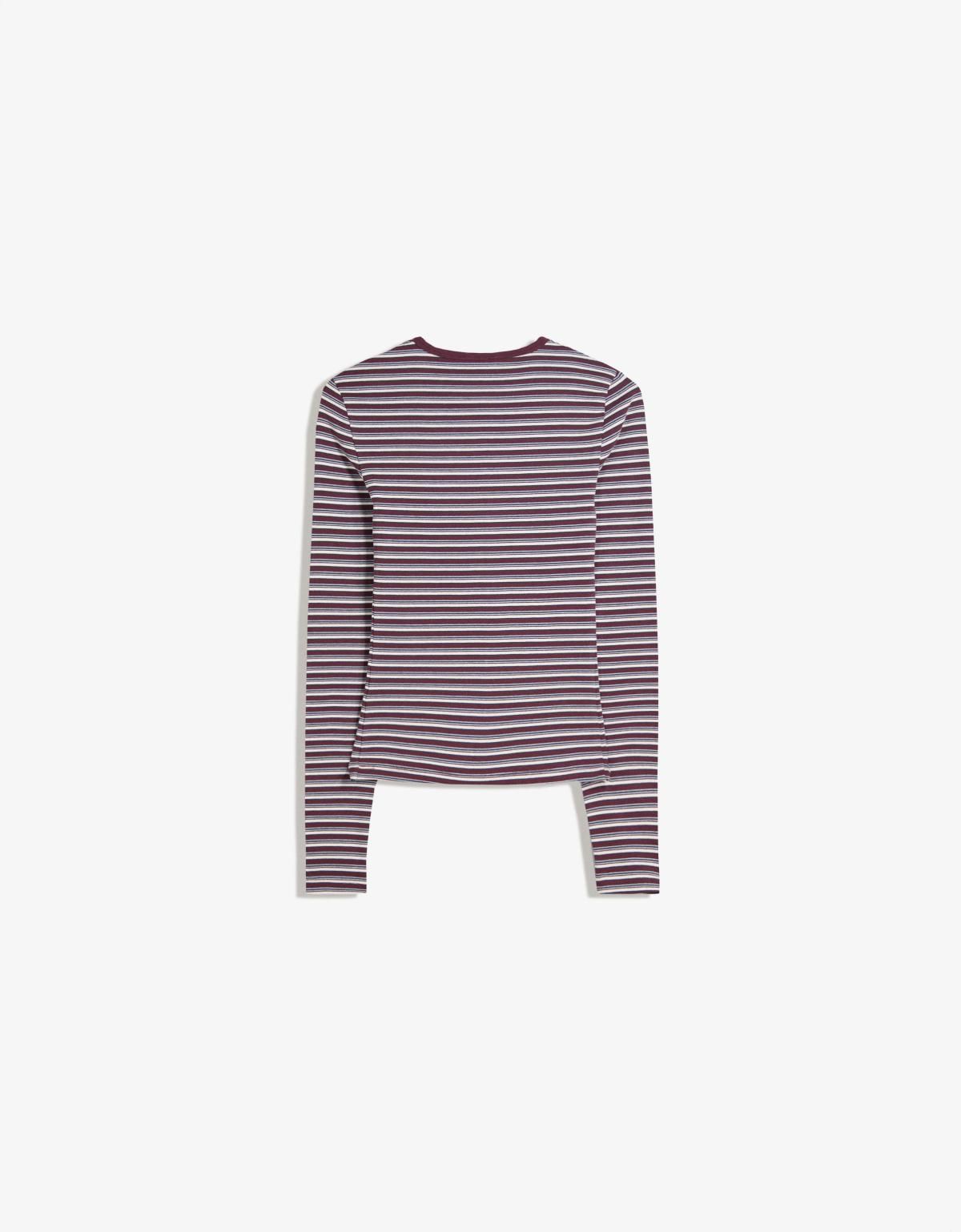 버쉬카 스트라이프 긴팔 티셔츠 7802/152 BURGUNDY - 상세 이미지 2