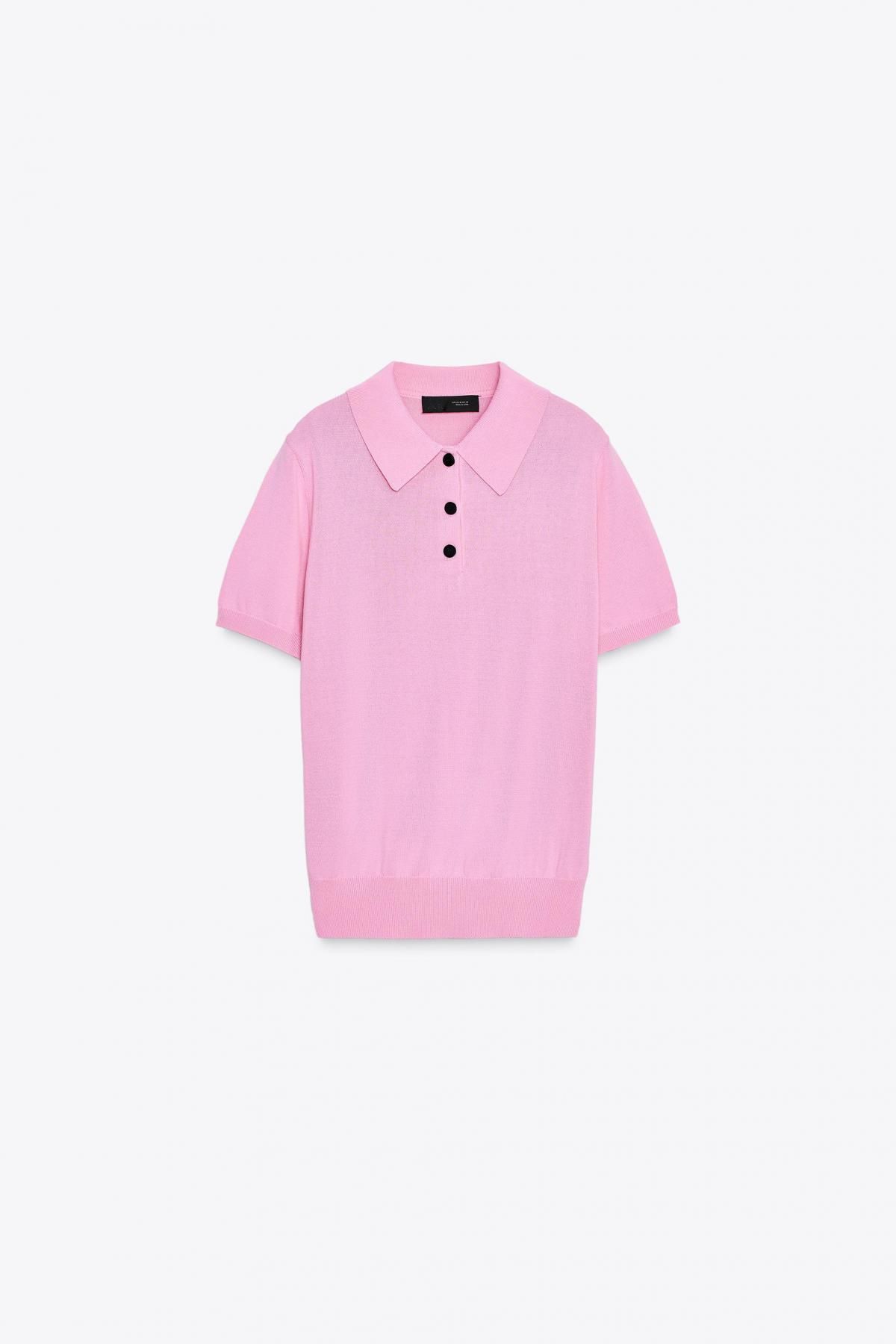 자라 반팔 니트 폴로 탑 2142/019 MID-PINK