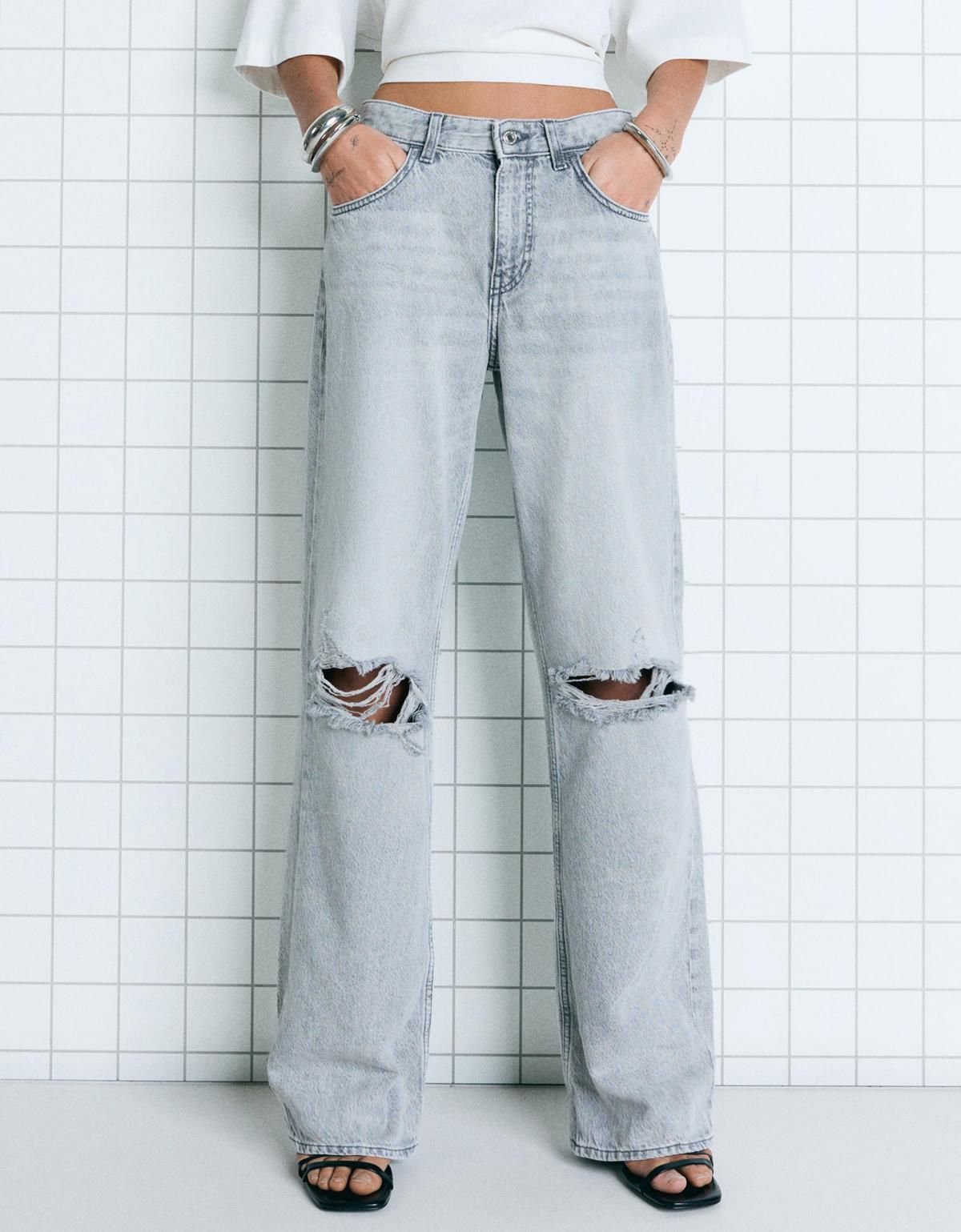 버쉬카 빈티지 와이드핏 디스트로이드 진 5270/352 DARK GREY - 메인 이미지