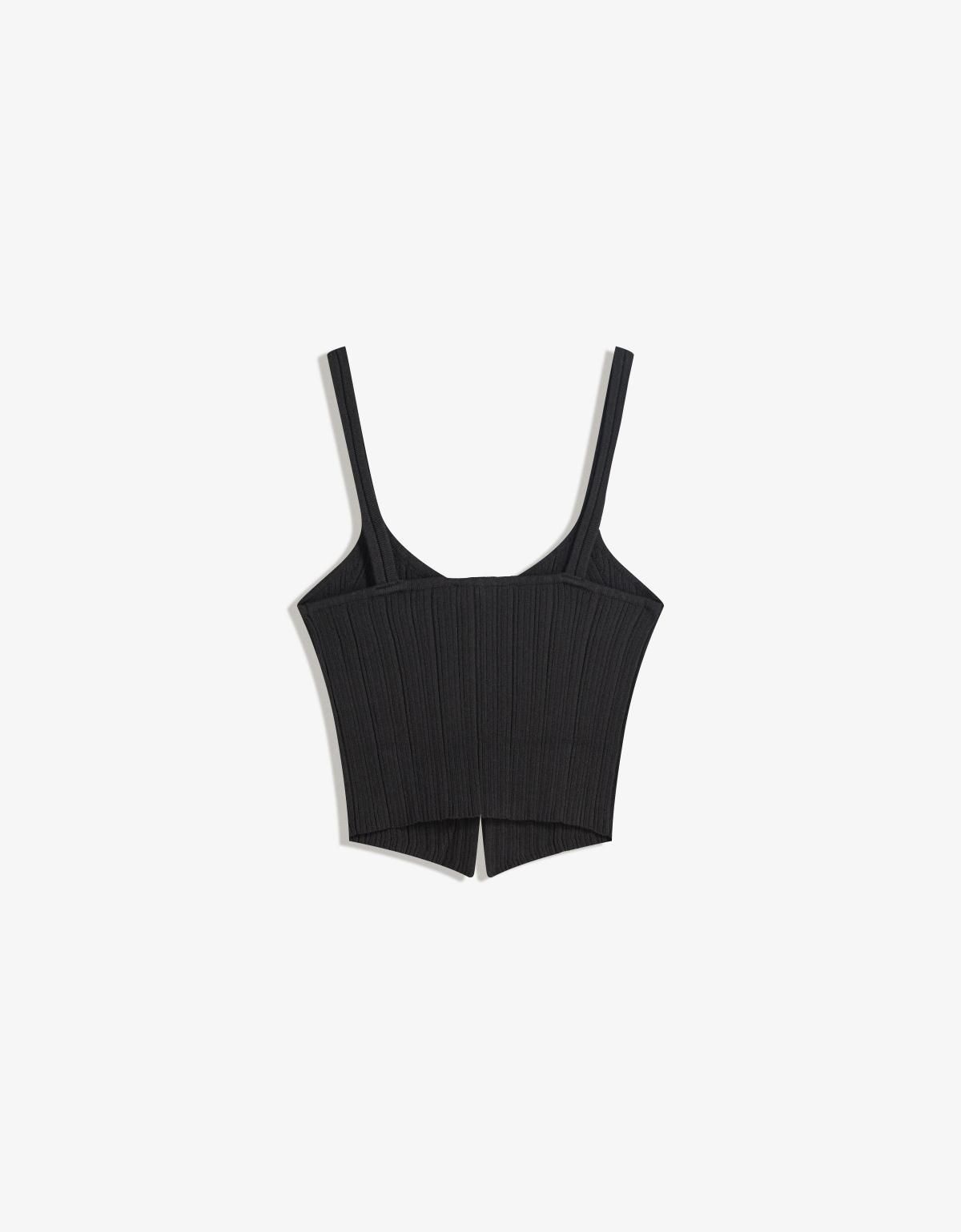 버쉬카 슬림핏 컷아웃 스트랩 민소매 탑 8743/645 BLACK - 상세 이미지 3
