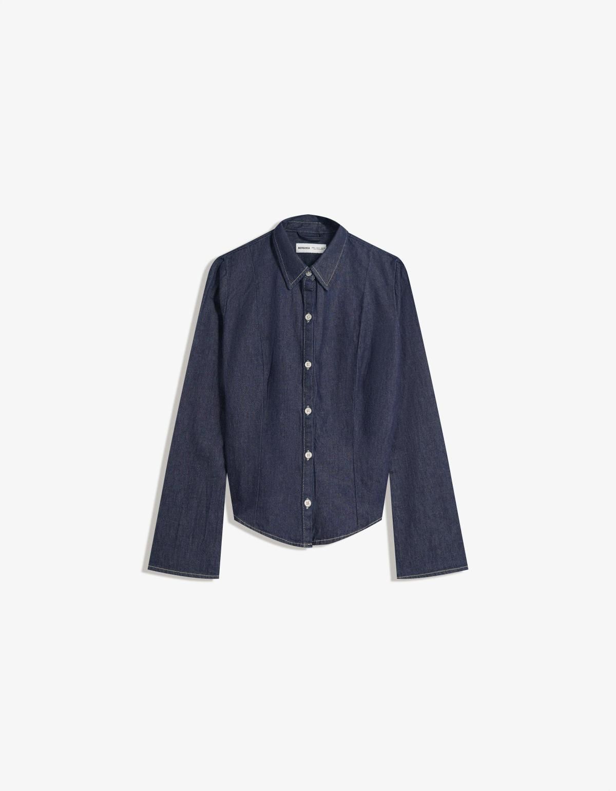 버쉬카 데님 캐주얼 긴팔 셔츠 6252/335 NAVY - 메인 이미지