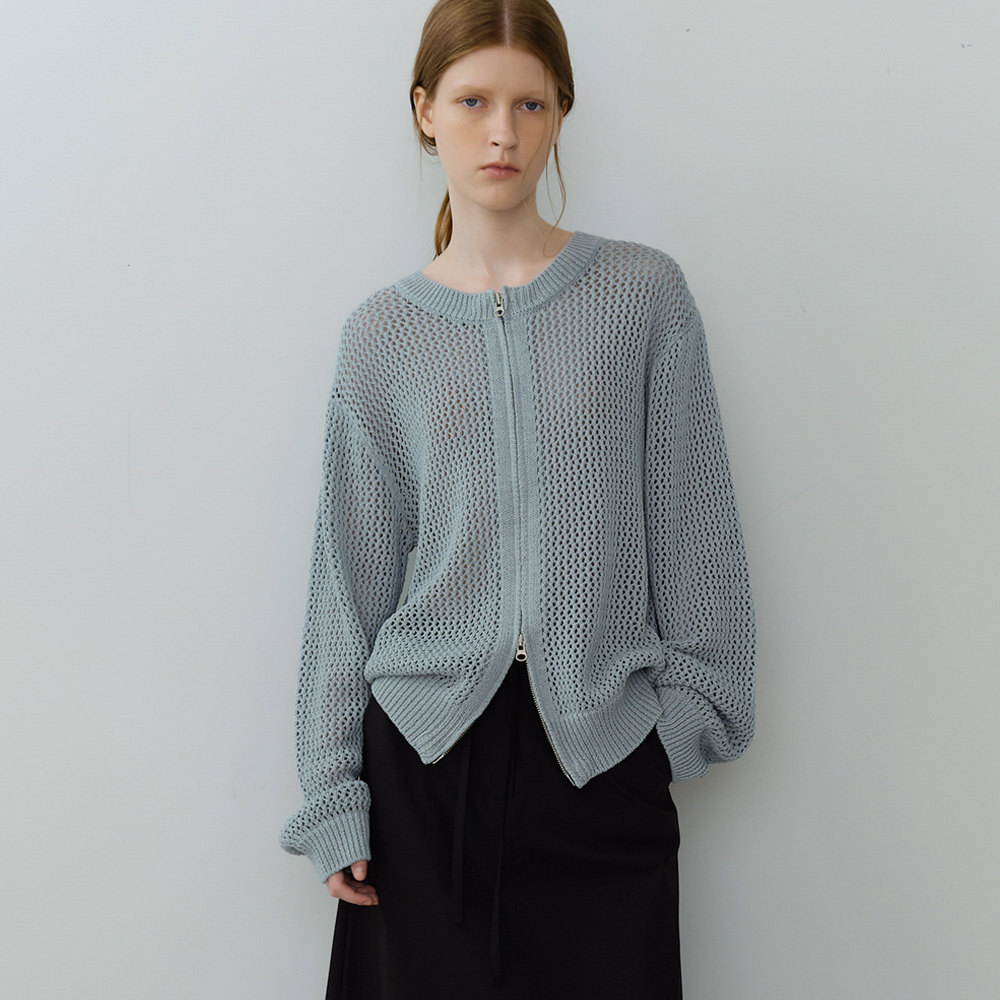 [블루브릭] Net zip-up knit (mint) - 상품 이미지