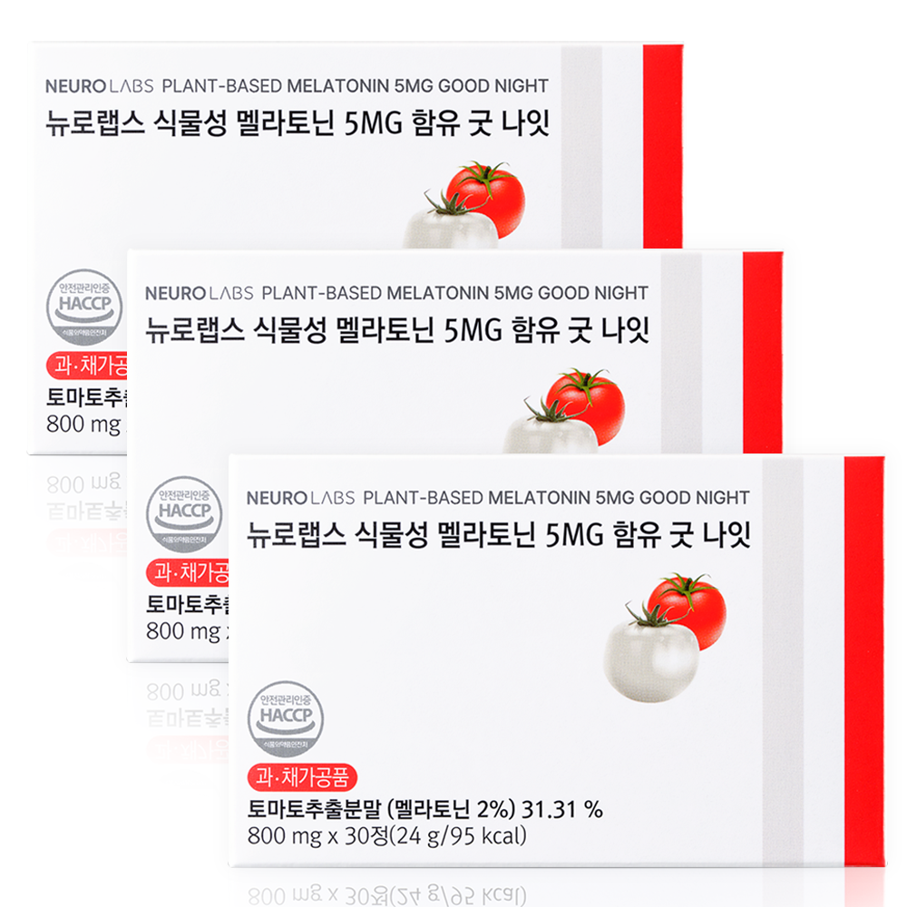뉴로랩스 식물성 멜라토닌 5MG 함유 굿 나잇 30정, 3개 - 상품 이미지