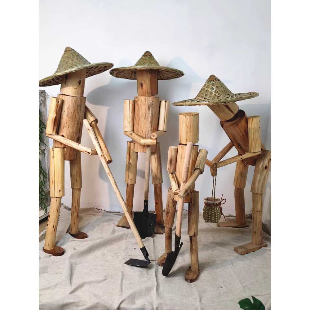 원목 허수아비 장식 정원 인테리어 소품 감성 조형물 나무 인형 (높이 80cm) - 상세 이미지 2
