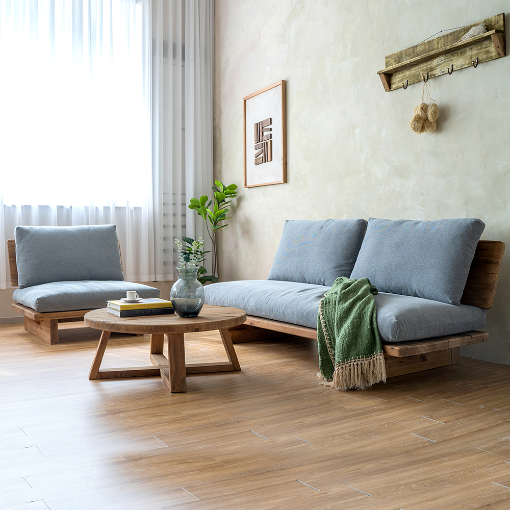 키아 고재 원목 패브릭 소파 3인용 1인용