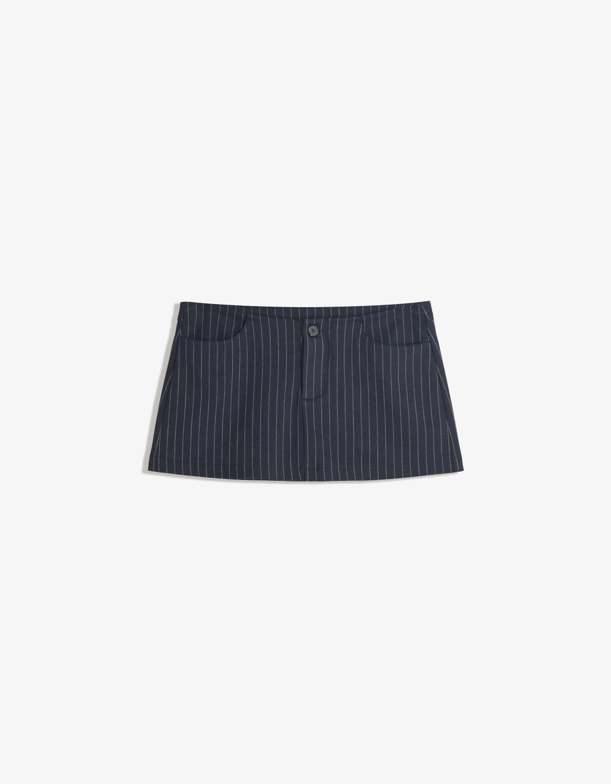 버쉬카 테일러드 스트라이프 미니 스커트 6084/741 NAVY - 상품 이미지