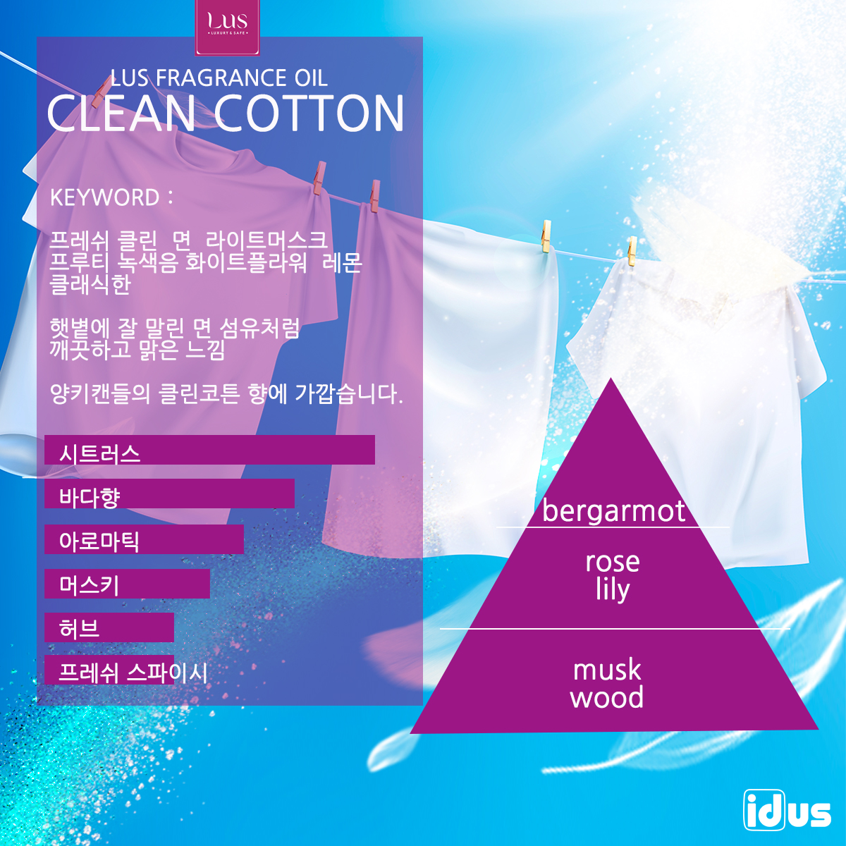 LUS 프래그런스 오일 클린코튼, 1L, 1개 - 상세 이미지 2