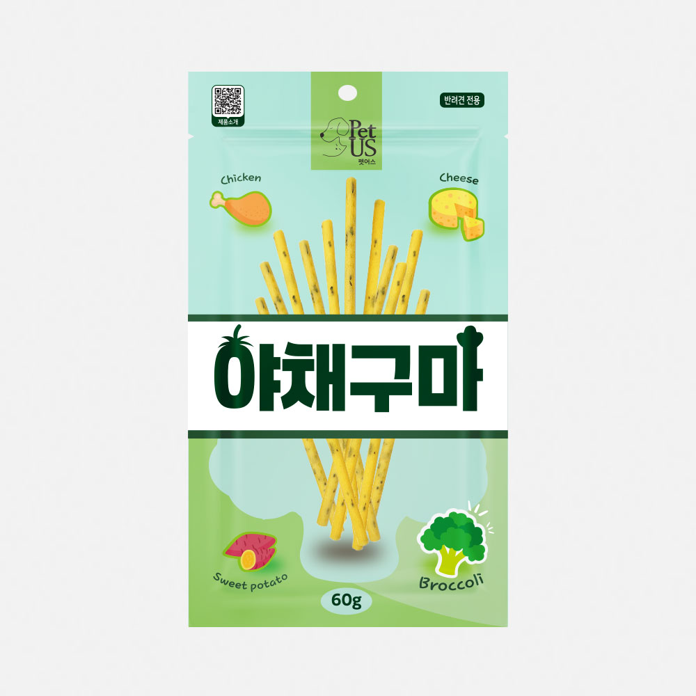 펫어스 야채구마 강아지트릿 강아지당근 브로콜리+치킨+치즈+고구마, 60g, 1개 - 메인 이미지