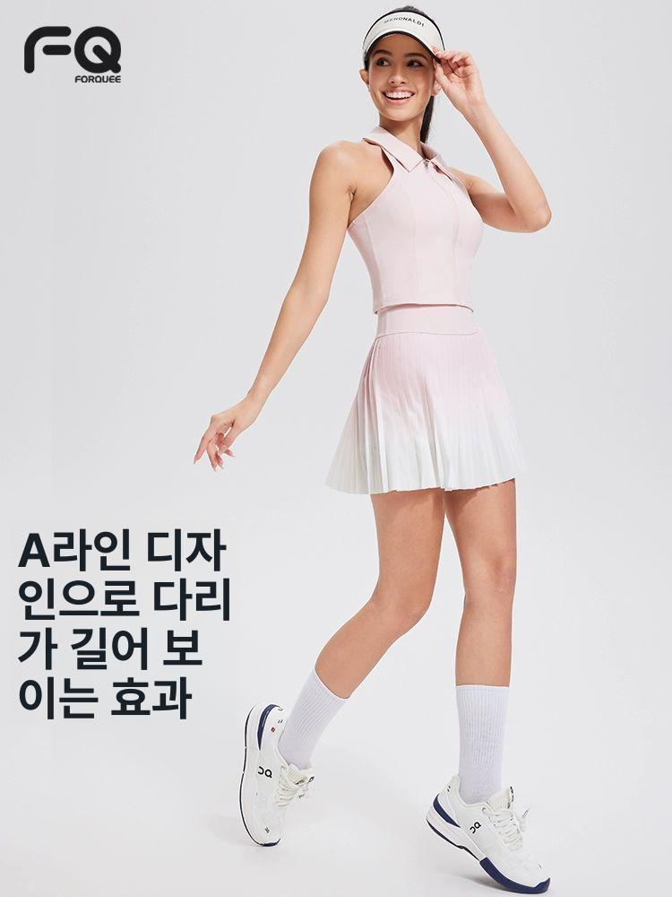 여성 여름 테니스 반바지 속건성 주머니 운동용 반팔 블랙 짧은 치마 S 성인 - 상세 이미지 3