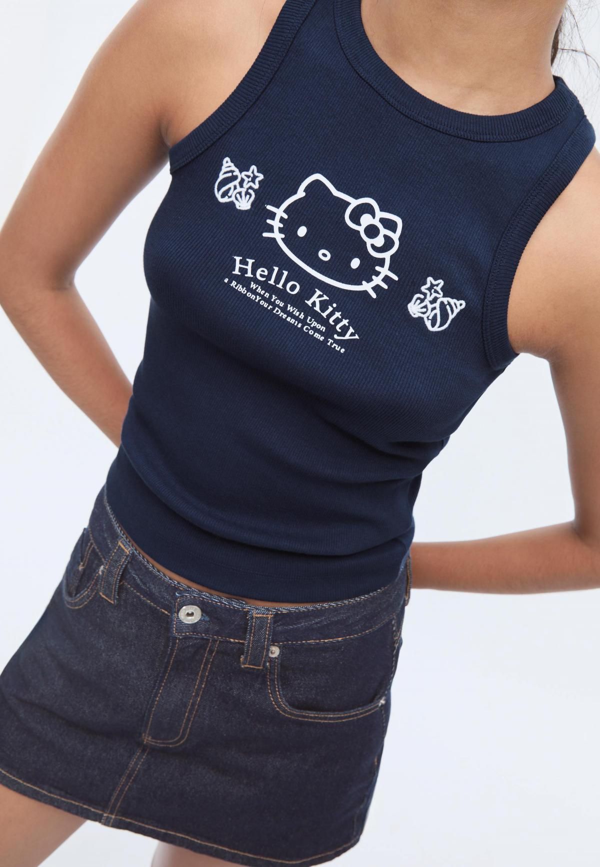 스트라디바리우스 헬로키티 레이서백 민소매 티셔츠 6647/540 NAVY BLUE - 상세 이미지 5