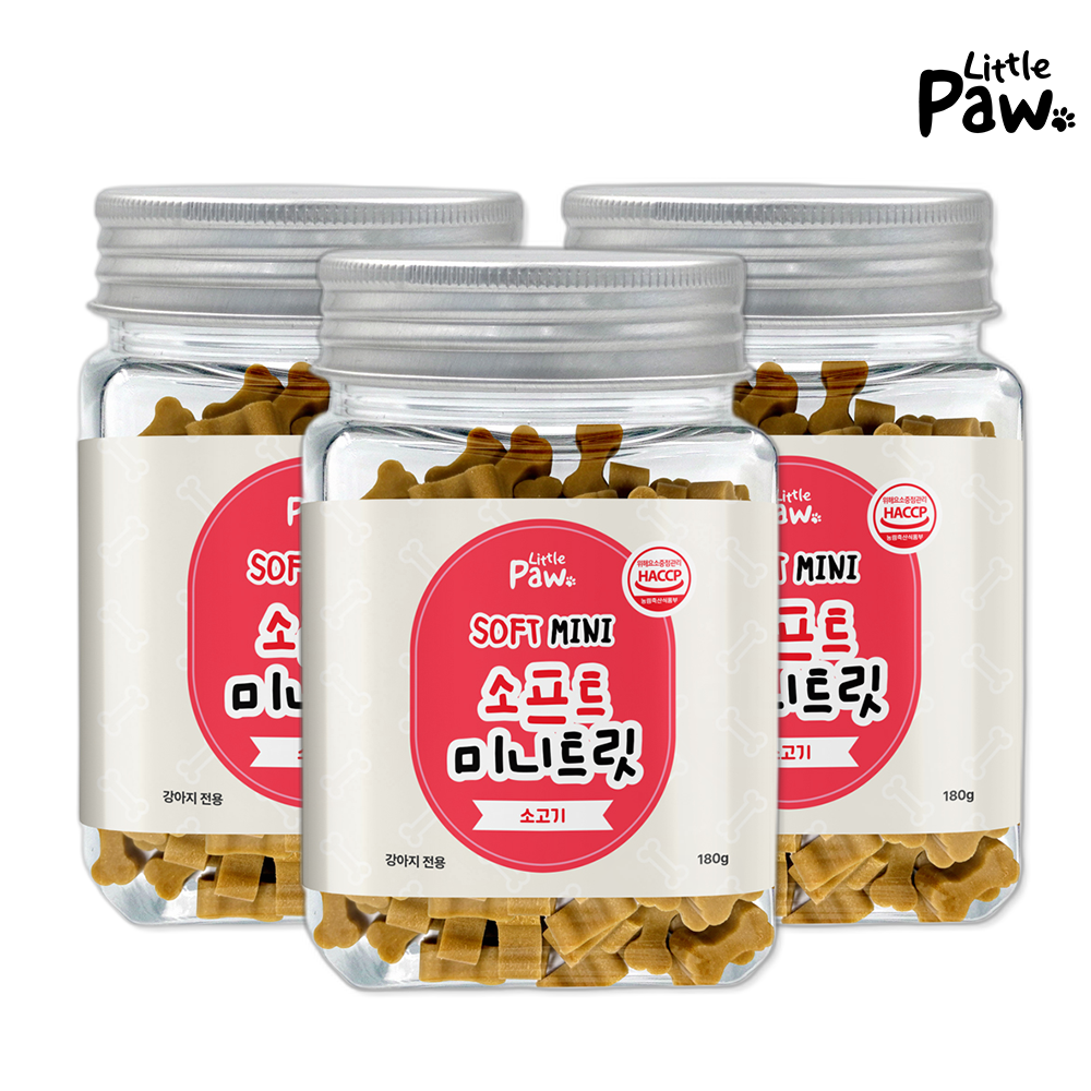 리틀포우 소프트 미니트릿 영양 간식 오메가3 면역력 소고기, 180g, 3개 - 상품 이미지