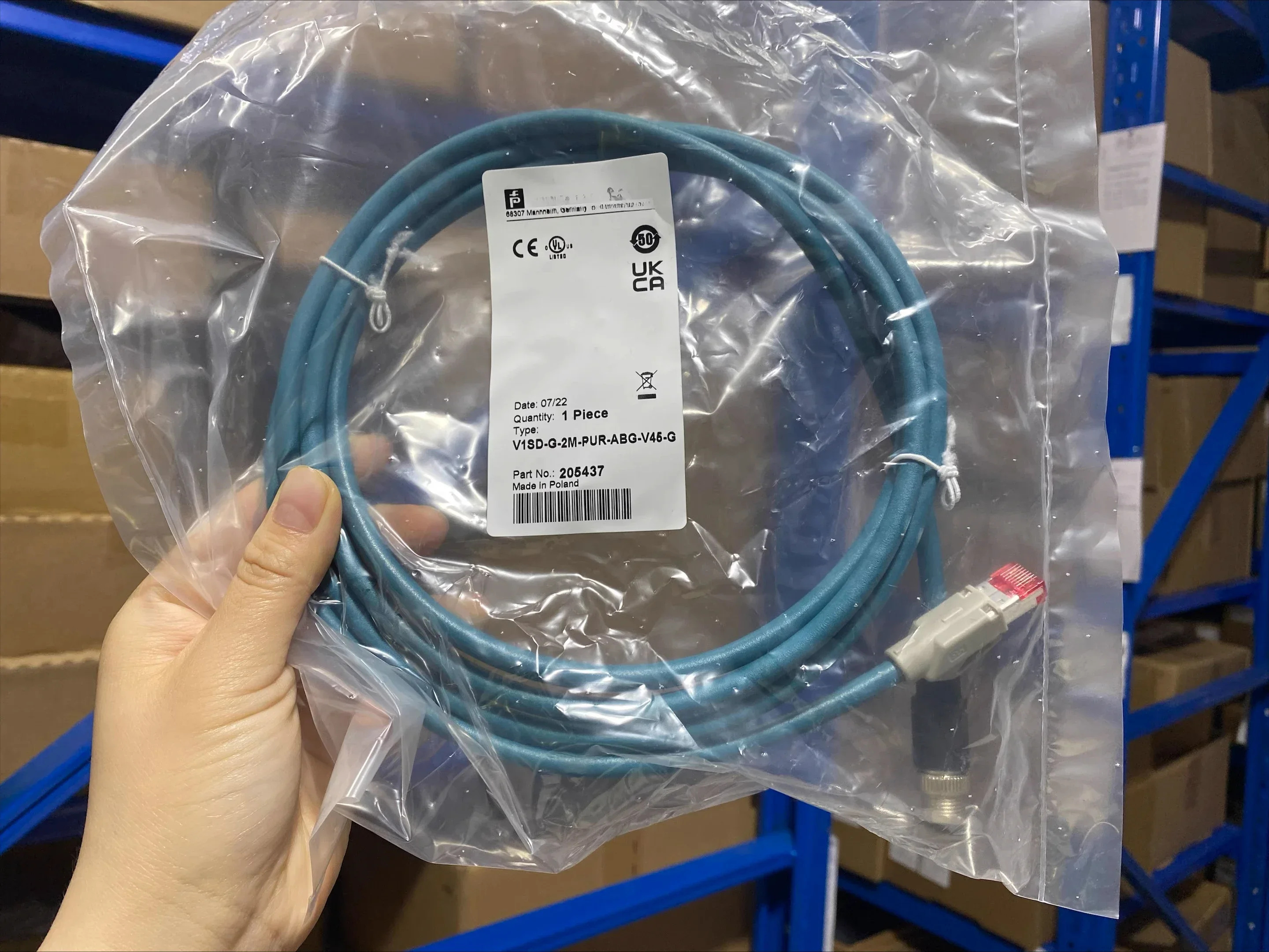 연결 케이블 V1SD-G-2M-PUR-ABG-V45-G 205437 오리지널 PUR