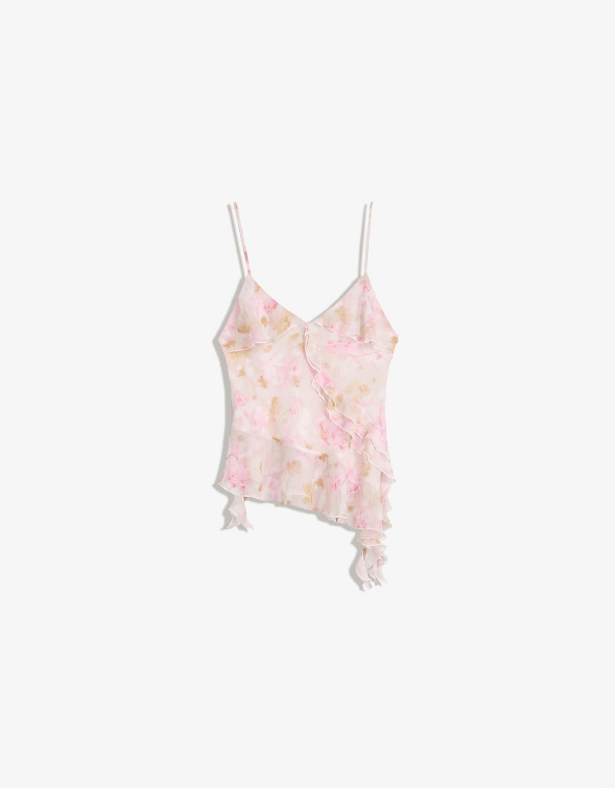 버쉬카 러플 슬리브리스 플라워 스트랩 탑 8807/008 MULTICOLORED - 메인 이미지
