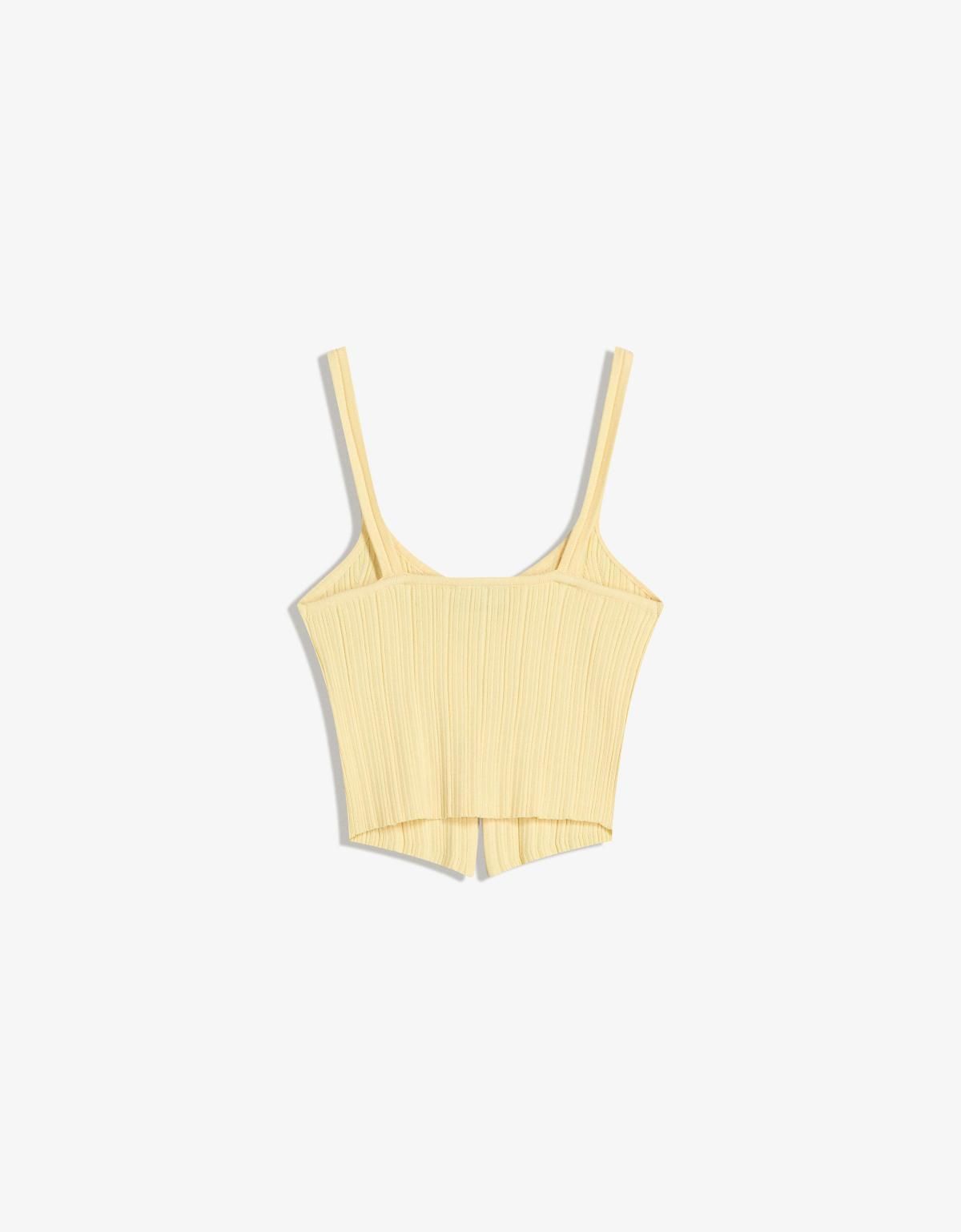 버쉬카 라이트옐로우 스트랩 컷아웃 민소매 탑 8743/645 YELLOW - 상세 이미지 5