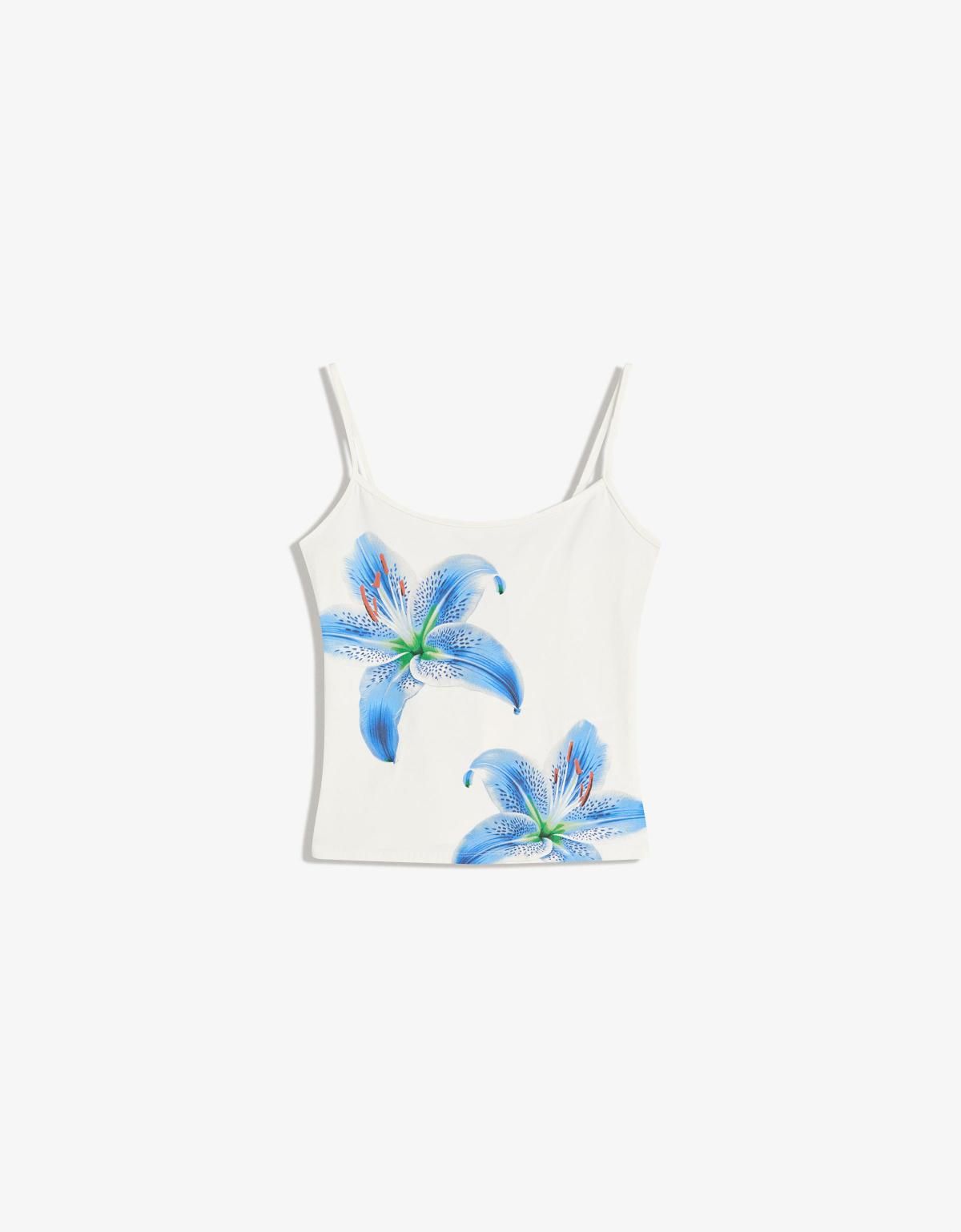 버쉬카 플라워 프린트 슬림핏 스트랩 민소매 탑 8887/443 OFF WHITE - 상품 이미지