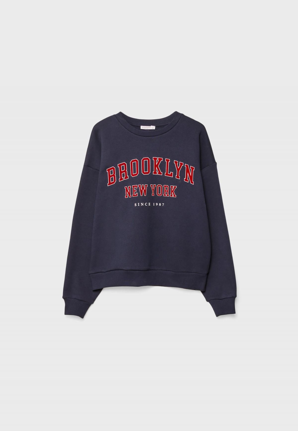 스트라디바리우스 오버핏 레터링 자수 맨투맨 6636/877 NAVY BLUE - 상품 이미지